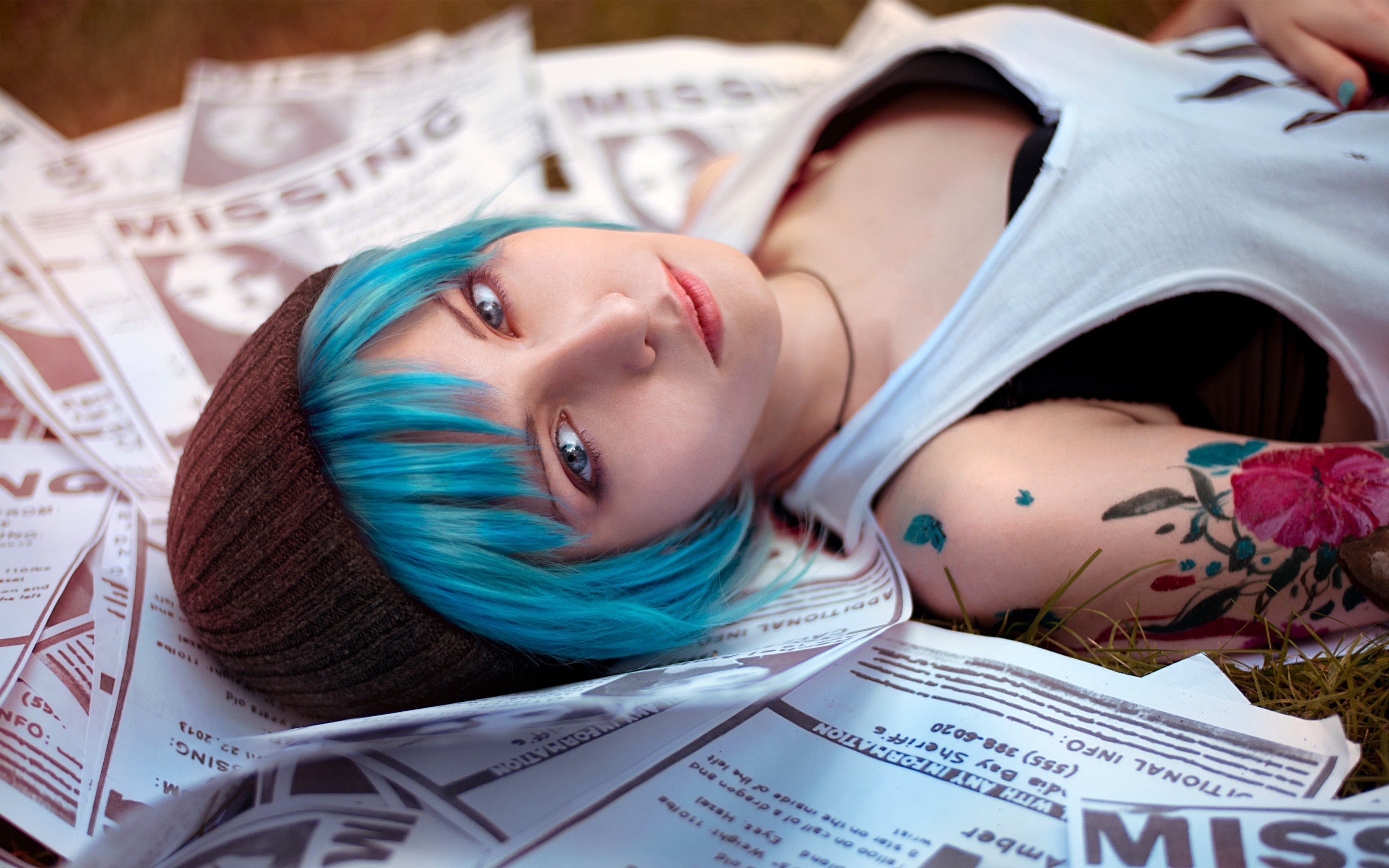 Chloe Price, Life is Strange, Volantini Missing, Capelli blu, 2K, sfondo desktop