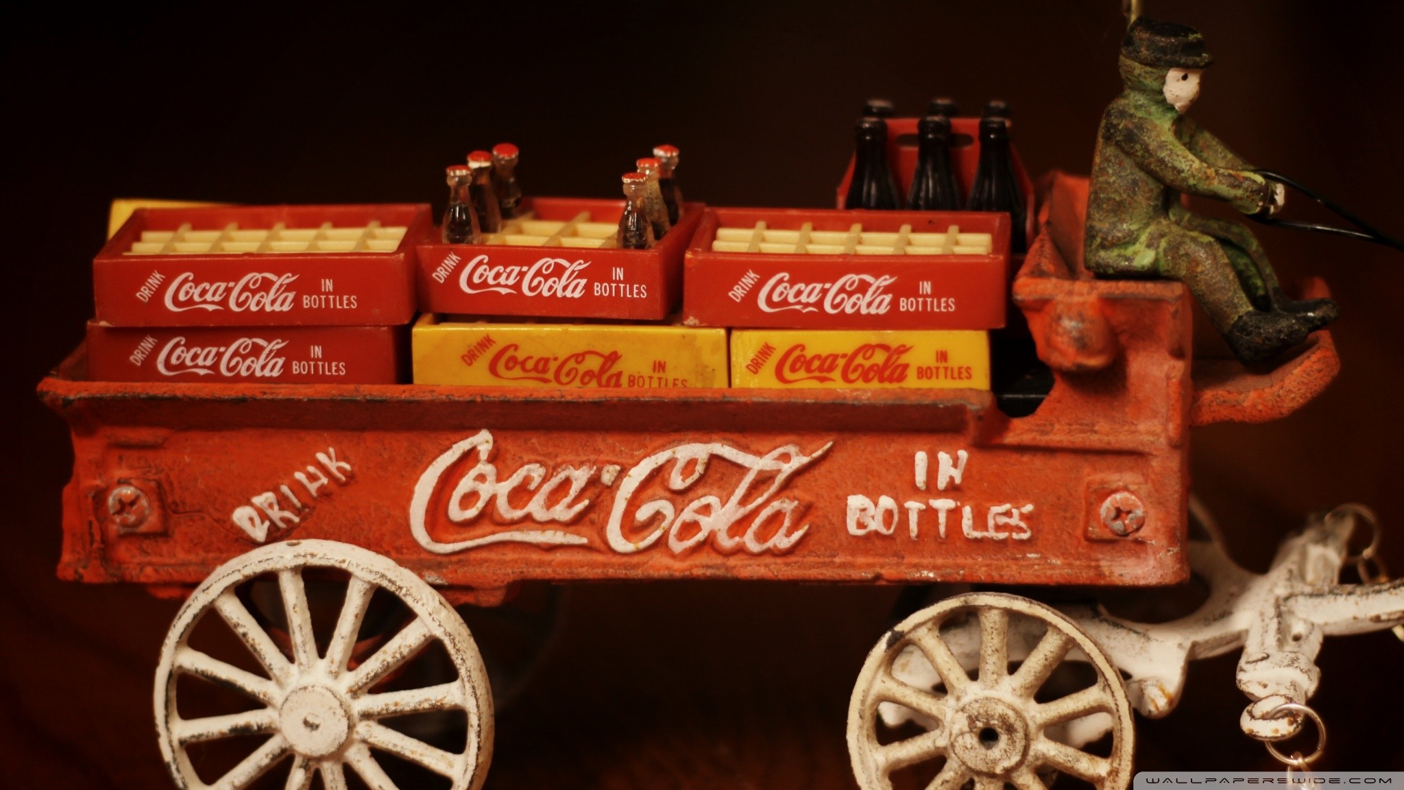 Coca-Cola, Carretto d'epoca, Giocattolo in ghisa, Vintage, 16:9 Full HD, sfondo widescreen