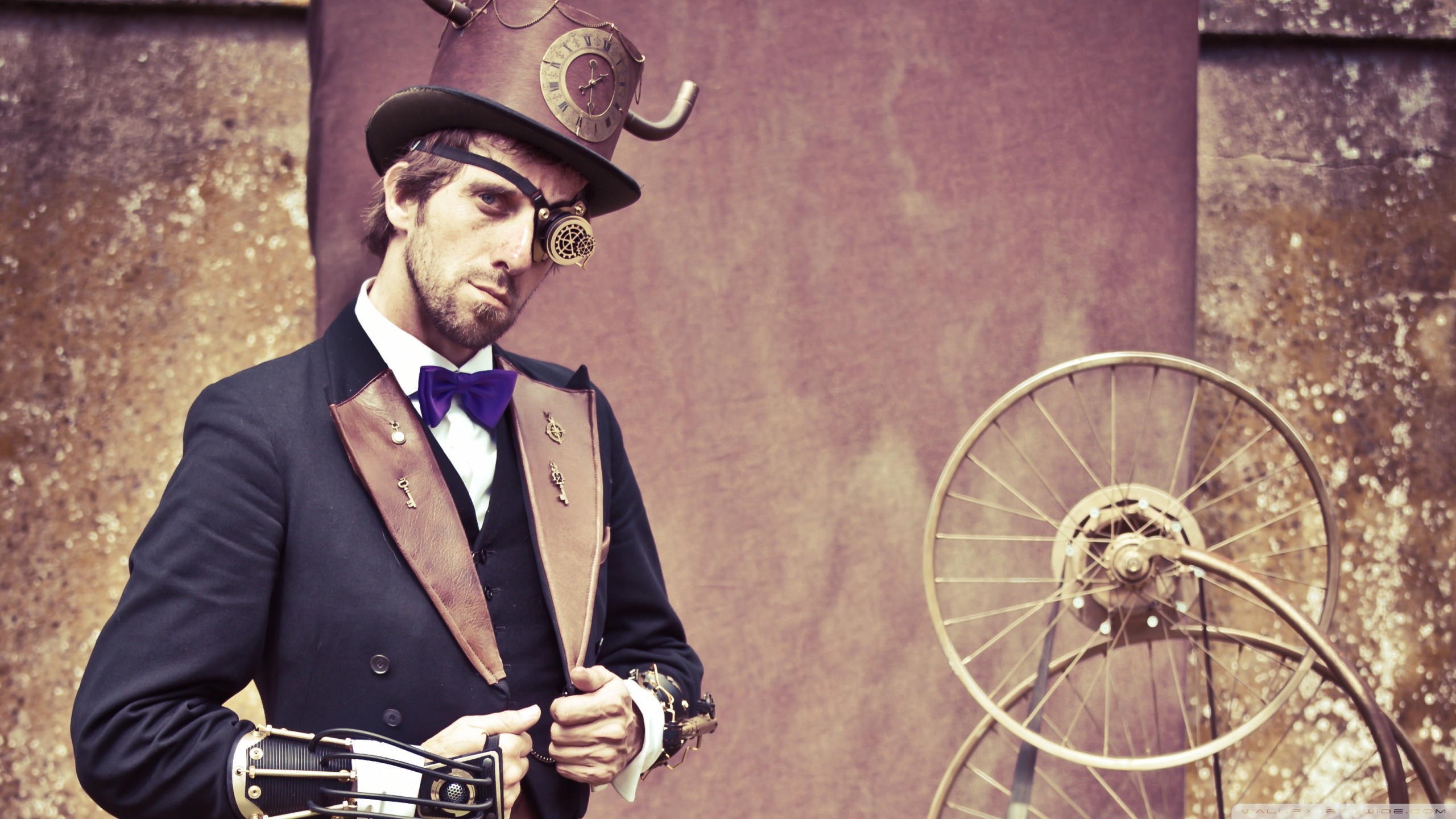 Steampunk, Cilindro, Monocolo, Papillon, 2560x1440, immagine di sfondo
