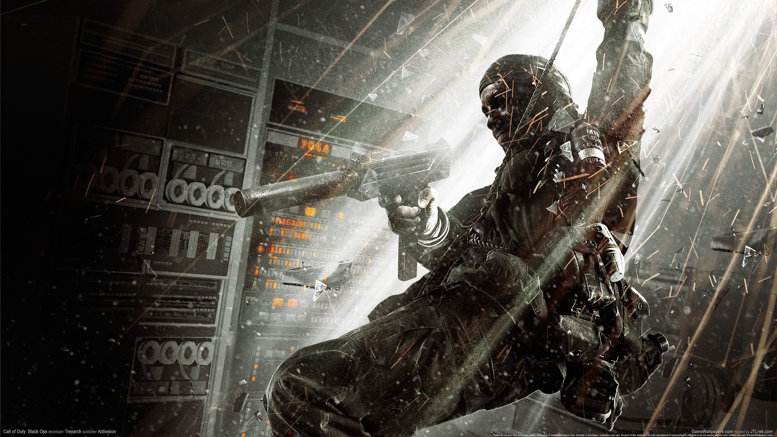 Call of Duty: Black Ops, Soldato, Corda, Raggi di luce, 2K 1440p, sfondo desktop