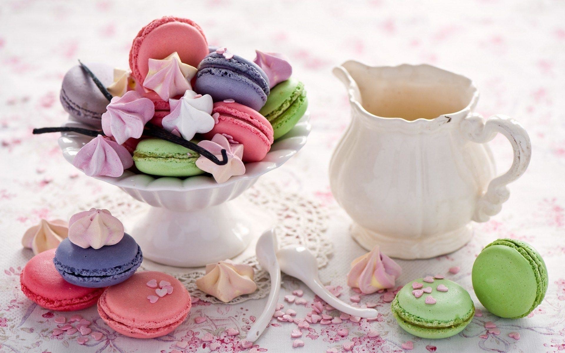 Macarons, Meringhe, Brocca, Pastello, sfondo per iPhone