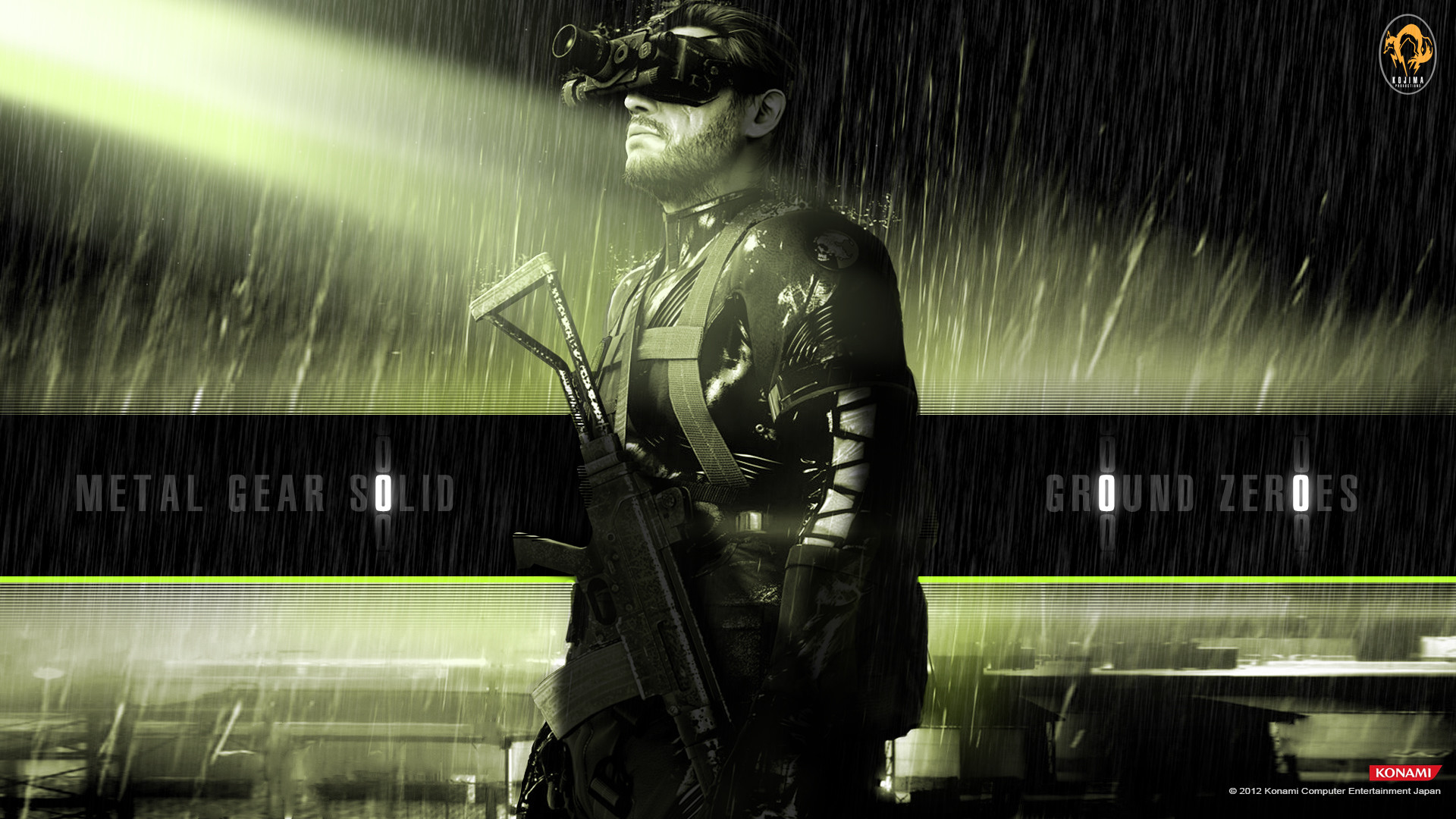 Big Boss, Metal Gear Solid V: Ground Zeroes, Pioggia, Verde, Full HD, wallpaper desktop