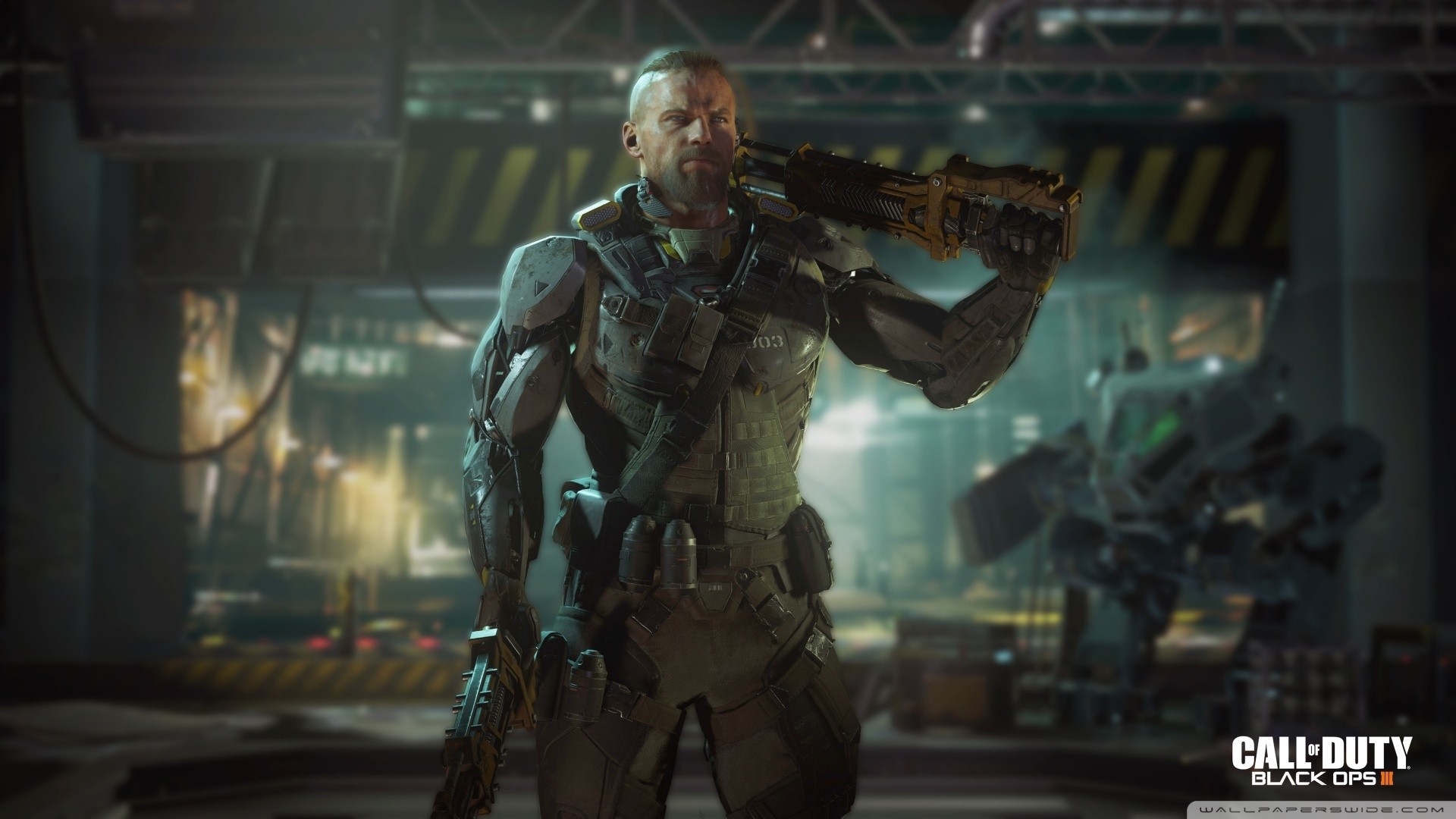 Call of Duty: Black Ops III, Soldato, Hangar, Arma, Full HD, sfondo per PC