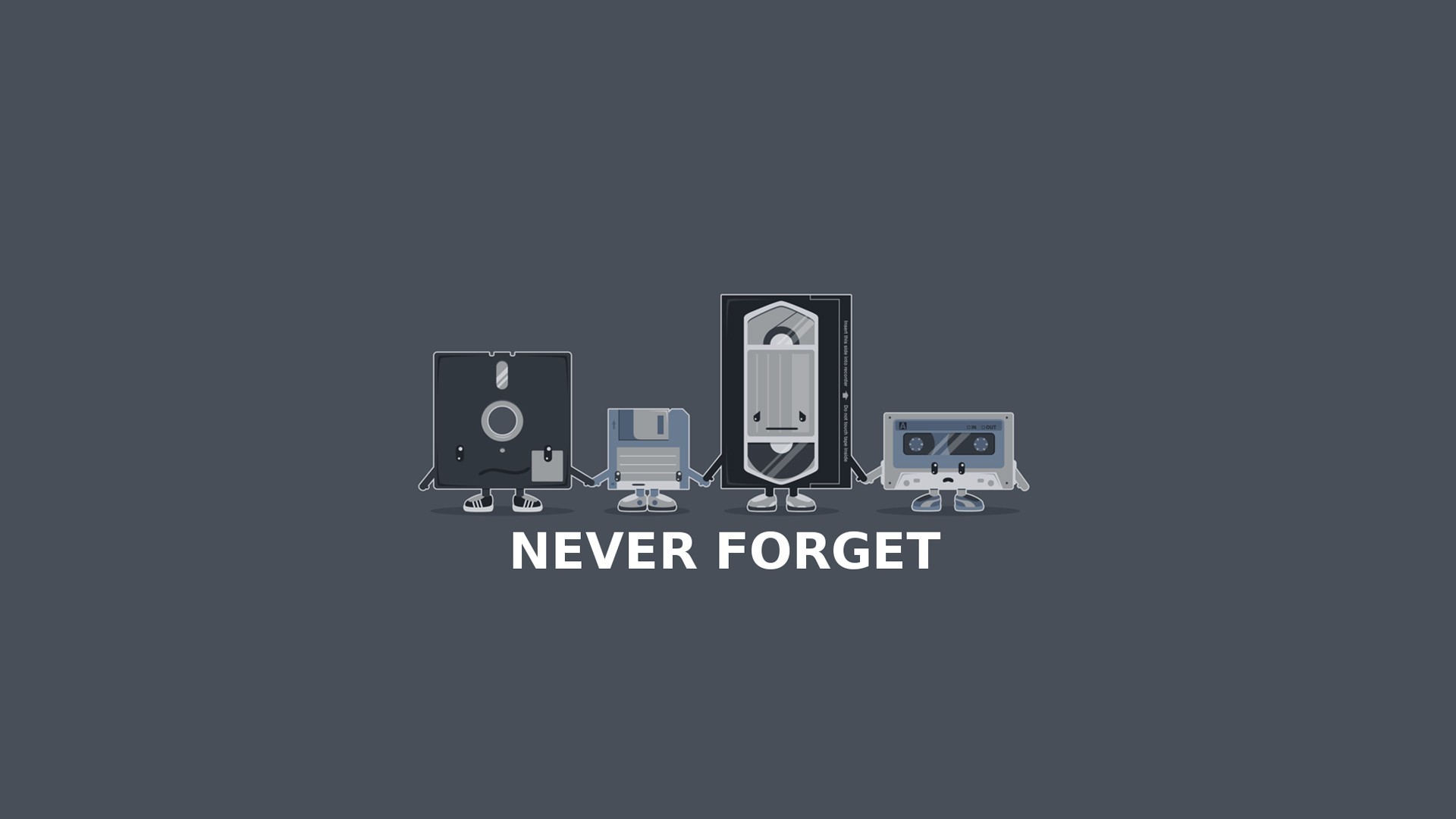 Never Forget, Floppy disk, VHS, Cassetta, Full HD, sfondo per portatile