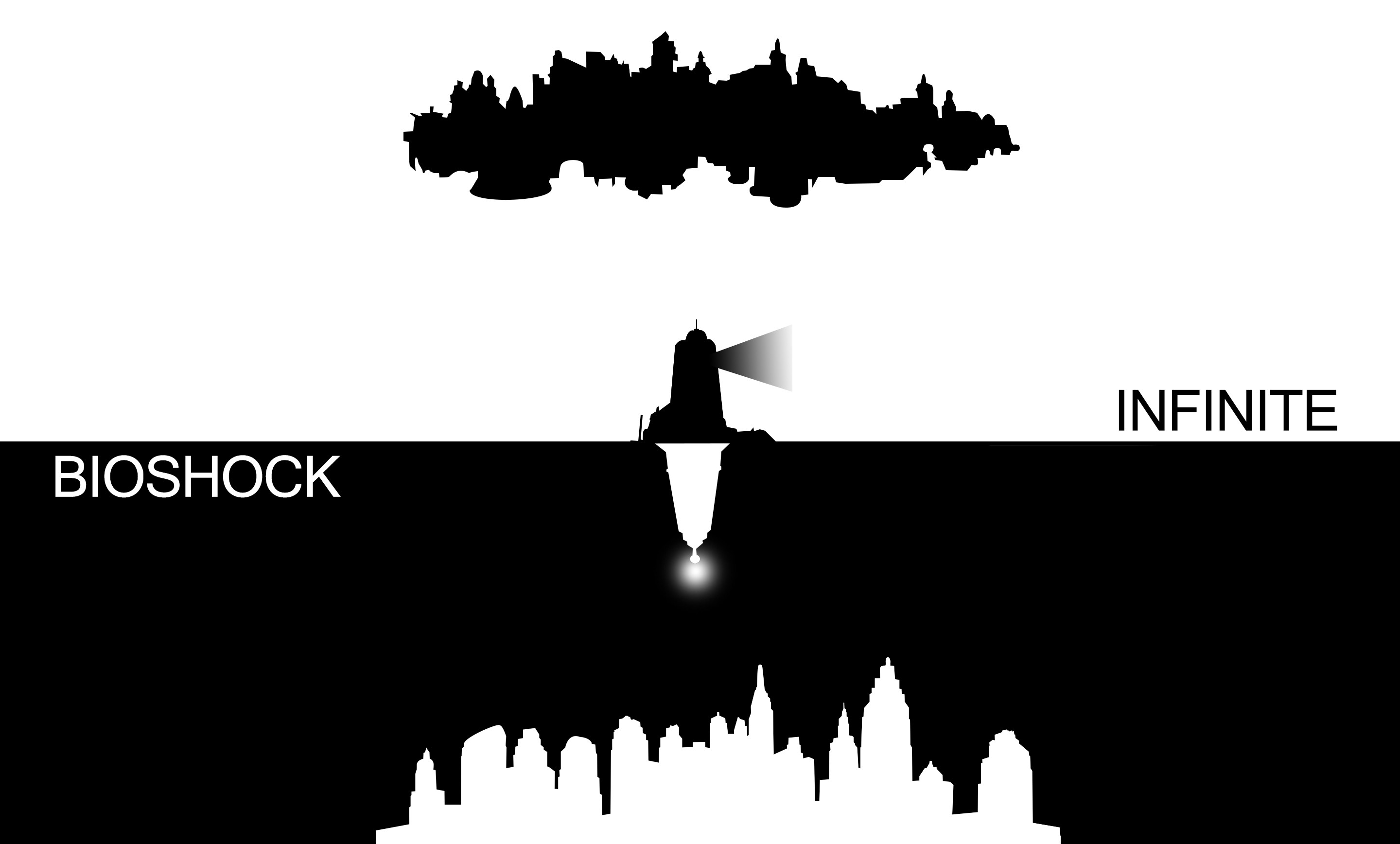 BioShock Infinite, Columbia, Faro, Silhouette, Minimalista, 2K, sfondo per PC