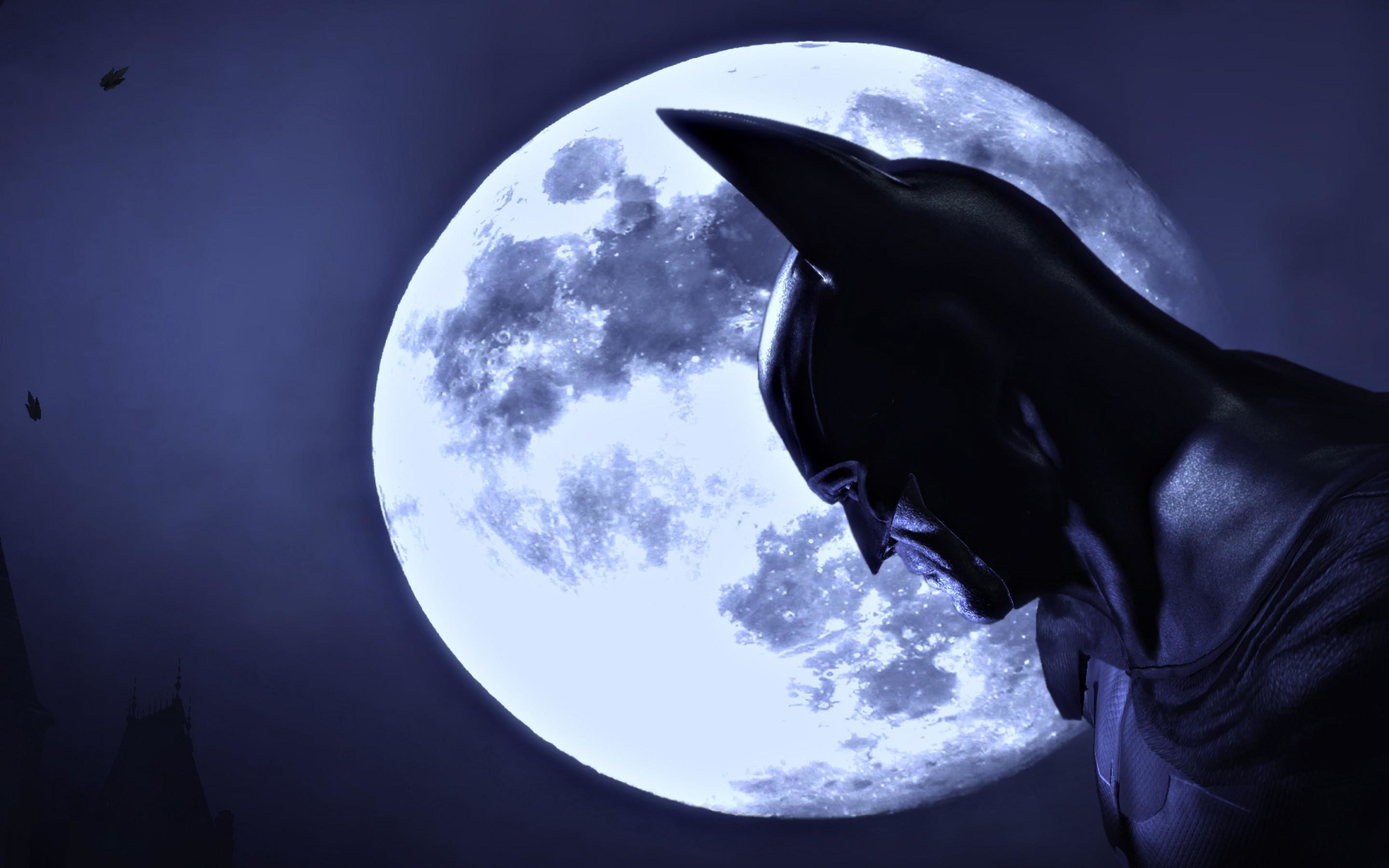 Batman, Luna piena, Notte, Profilo, 16:10 2K, sfondo widescreen