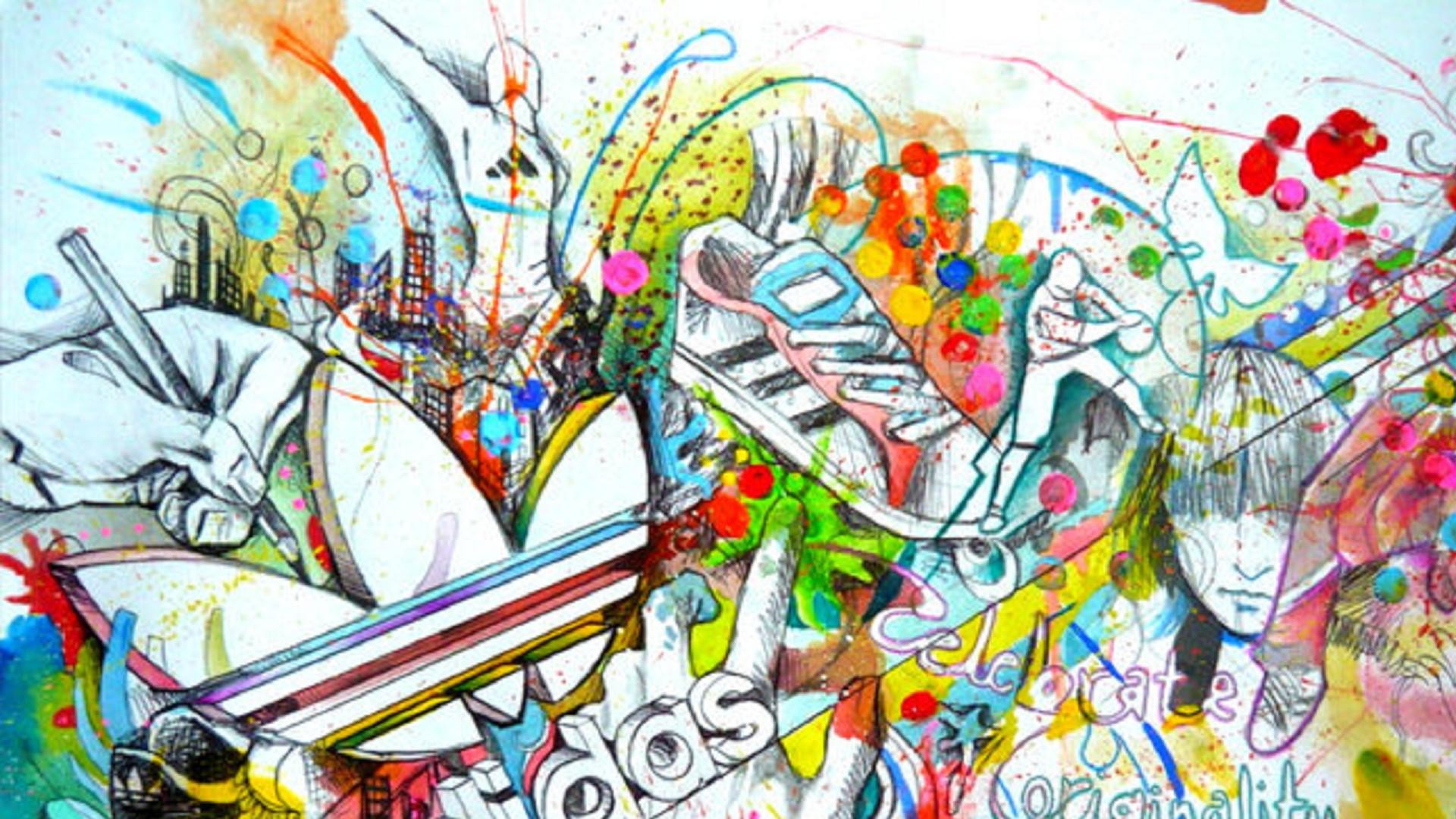 Adidas Originals, Trifoglio, Graffiti, Multicolore, Full HD, sfondo per PC e portatile