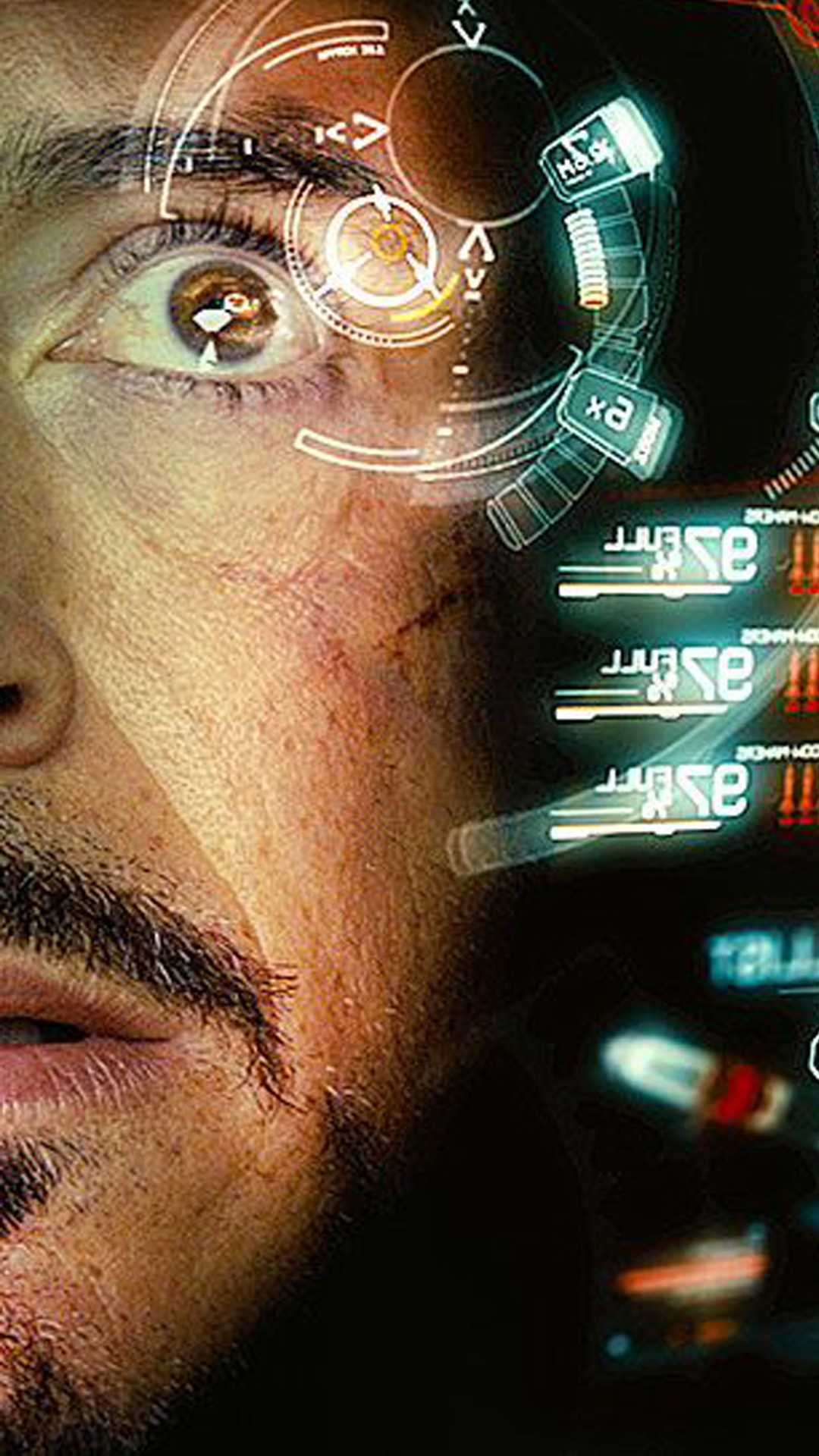 Tony Stark, Robert Downey Jr., Iron Man, Marvel, Ologramma, Full HD, sfondo iPhone 6