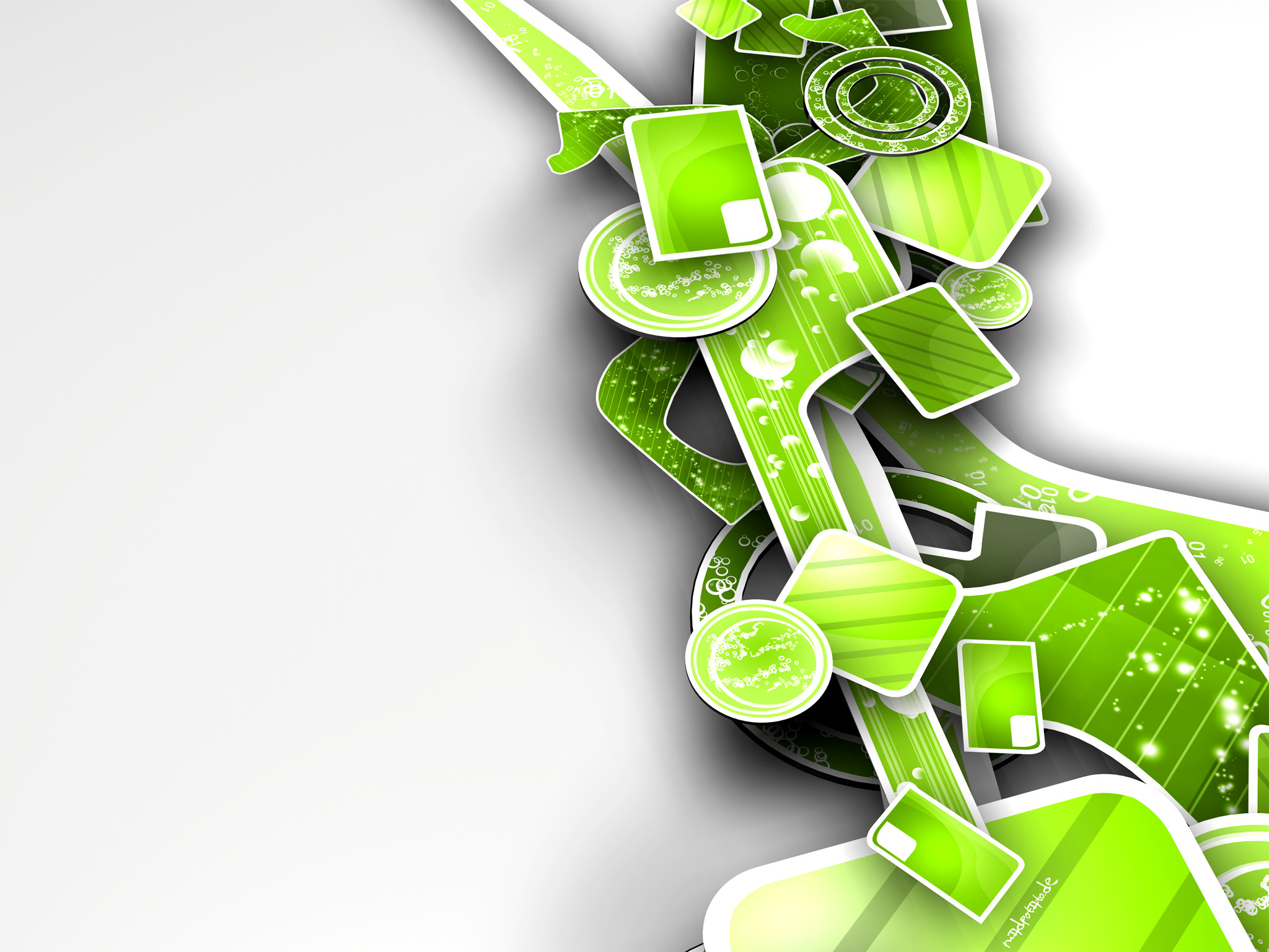 Forme astratte, Verde e bianco, Arte digitale, sfondo per iPad e tablet