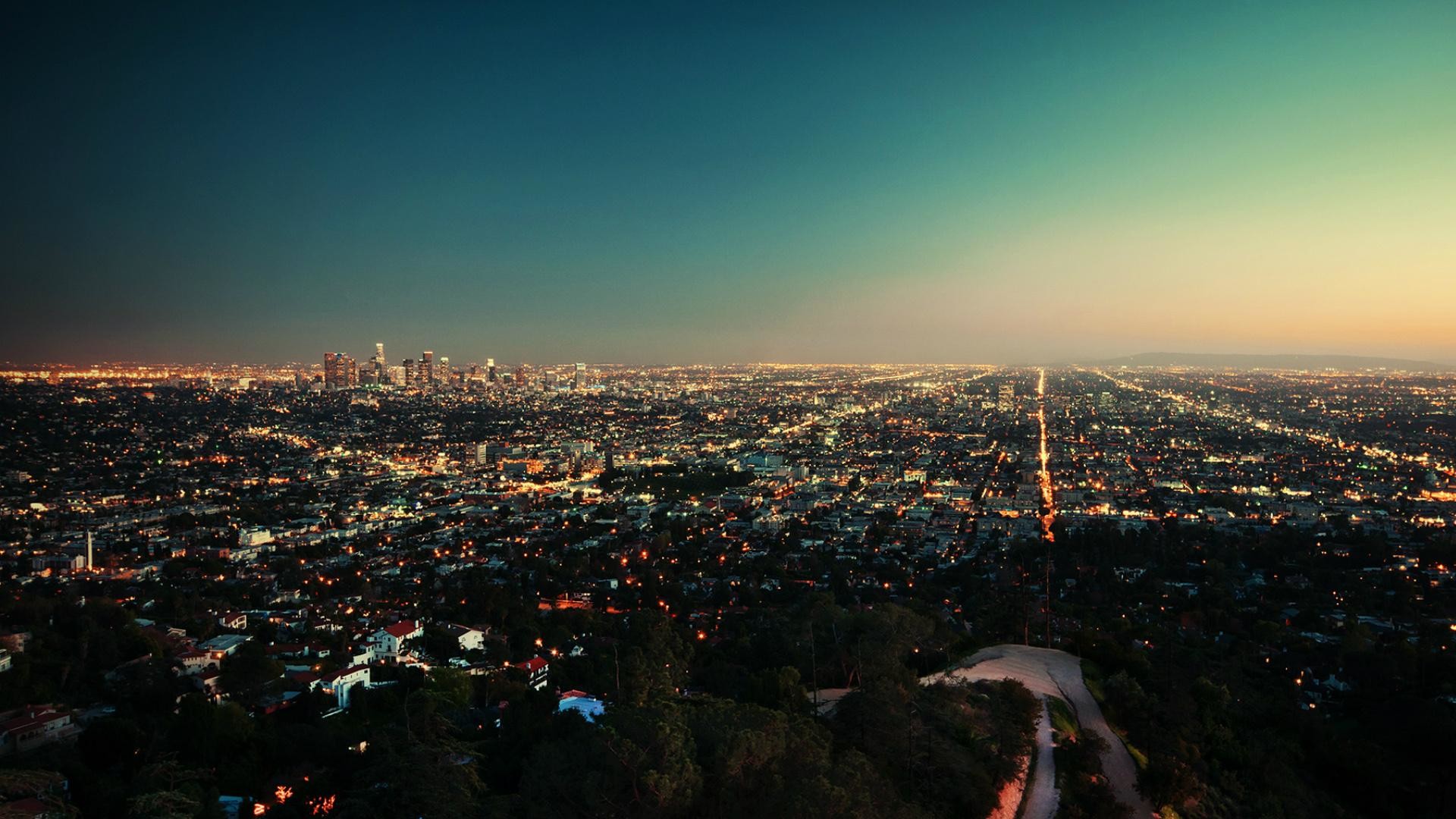 Città, Luci notturne, Vista aerea, Crepuscolo, Full HD 1080p, sfondo desktop