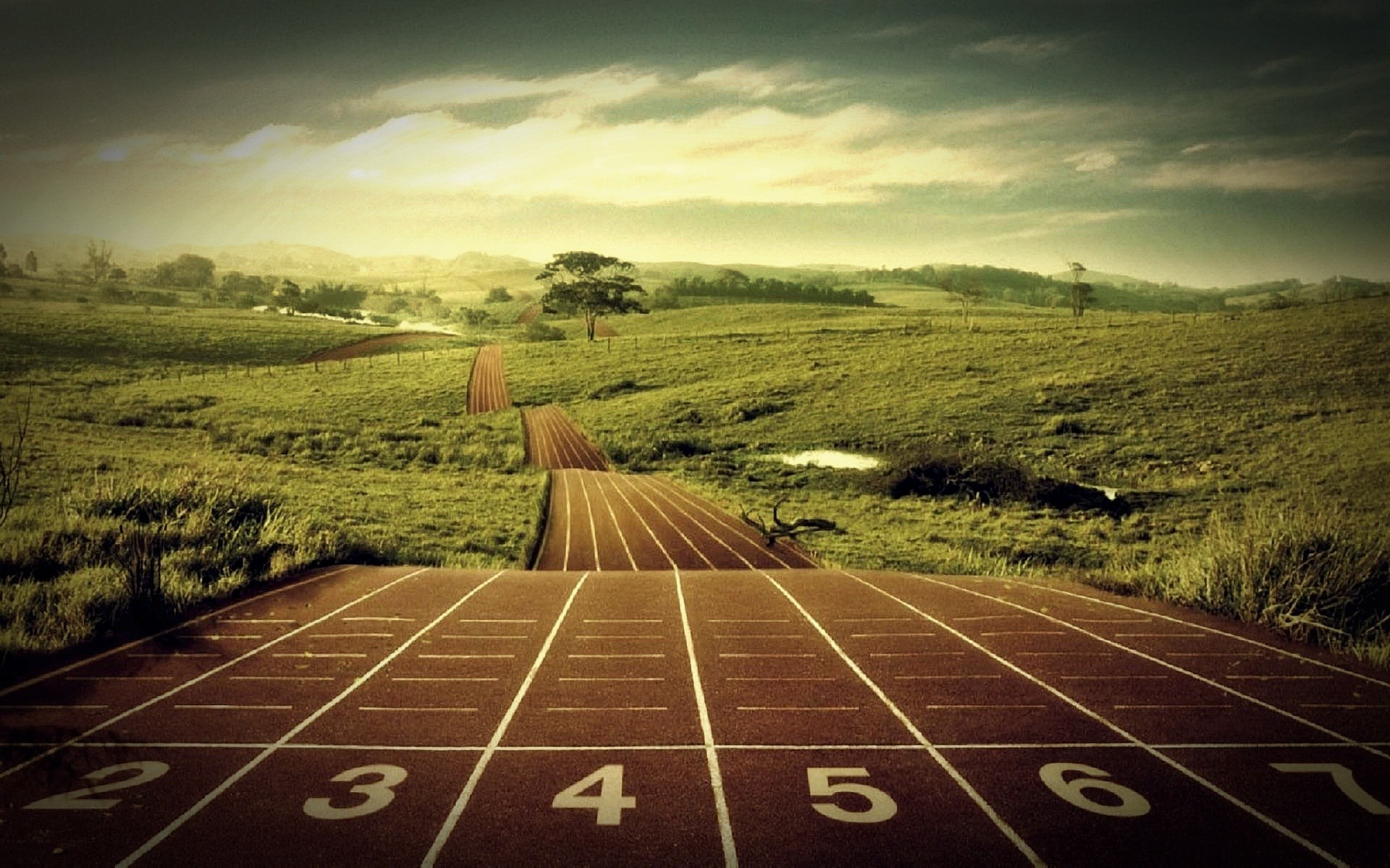 Pista di atletica, Campagna, Surreale, Prato, 1920x1200, immagine di sfondo