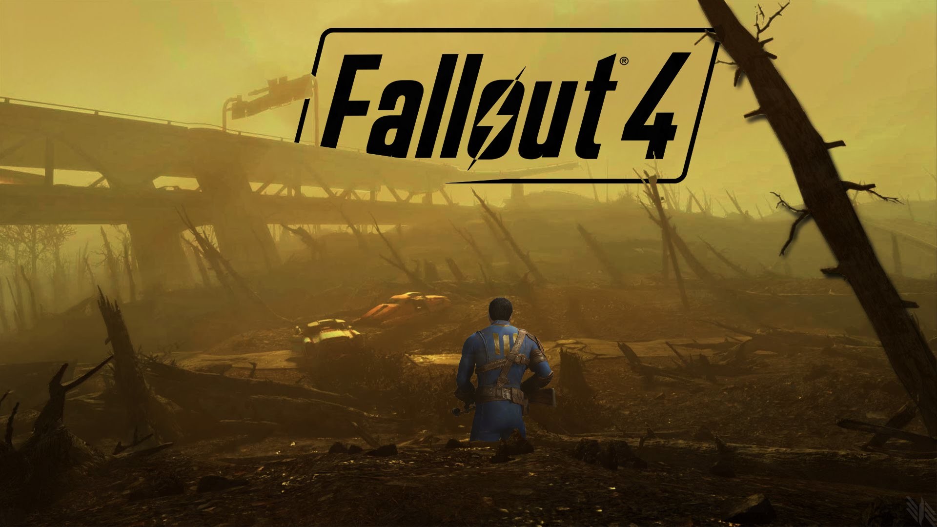 Fallout 4, Logo, Unico Sopravvissuto, Zona contaminata, Giallo, Full HD, sfondo desktop