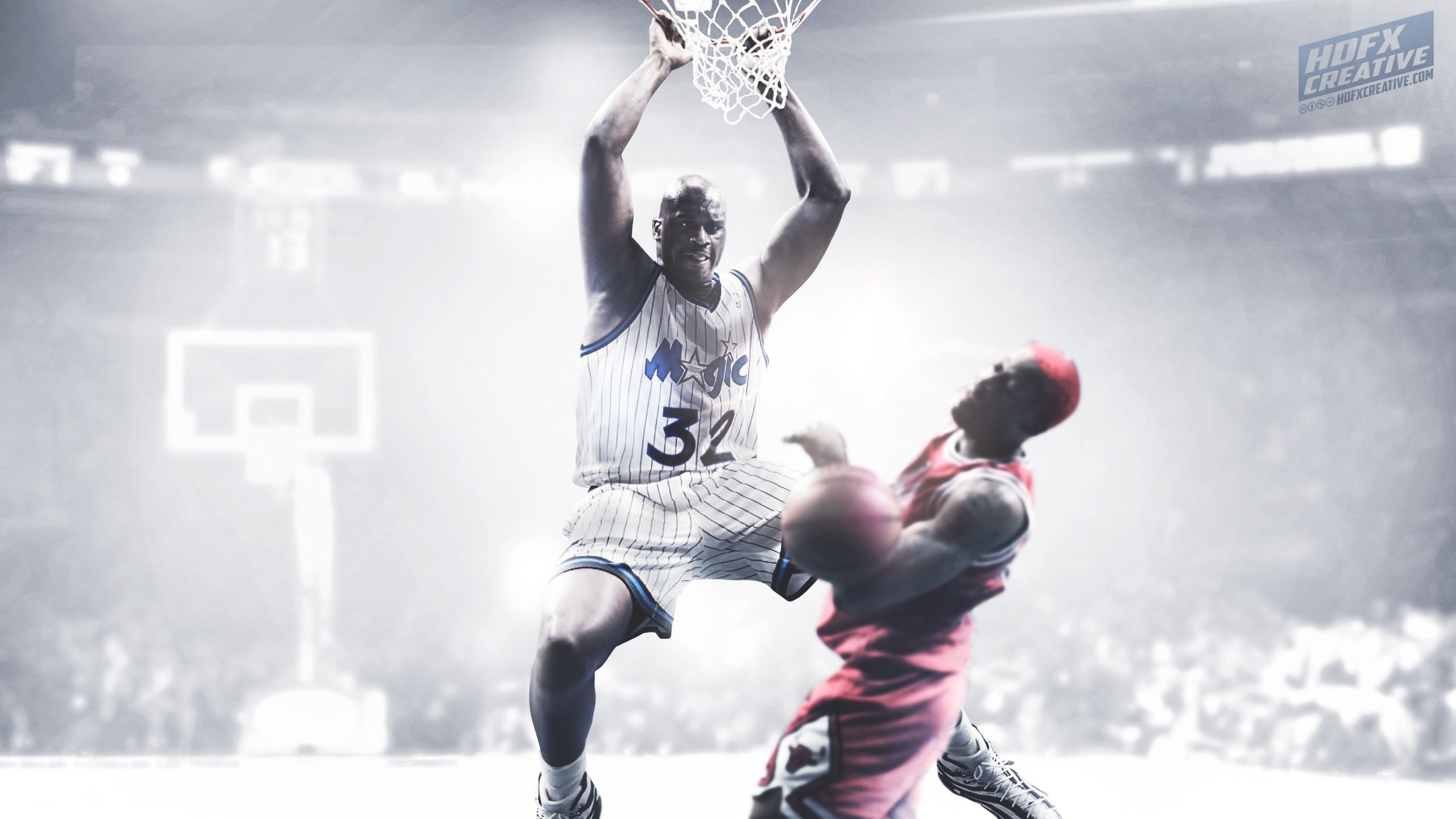 Shaquille O'Neal, Orlando Magic, Schiacciata, Bianco, 2560x1440, immagine di sfondo