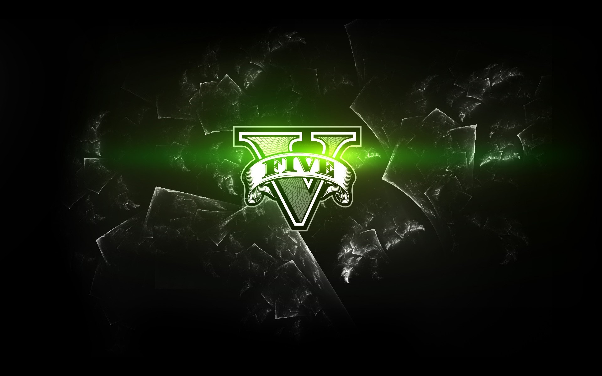 Grand Theft Auto V, Logo, Verde, Sfondo nero, 16:10 Full HD, wallpaper widescreen