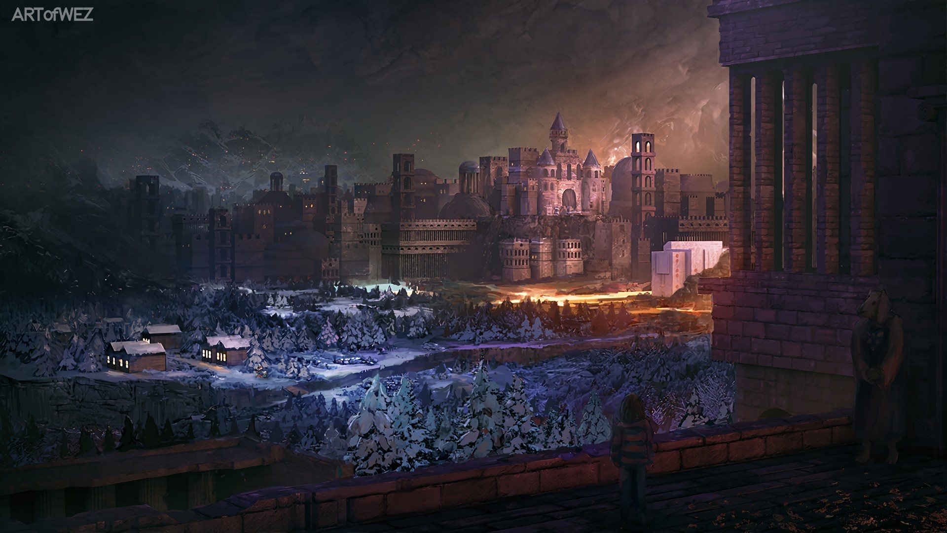 Undertale, Città, Castello, Fan art, Full HD, sfondo desktop