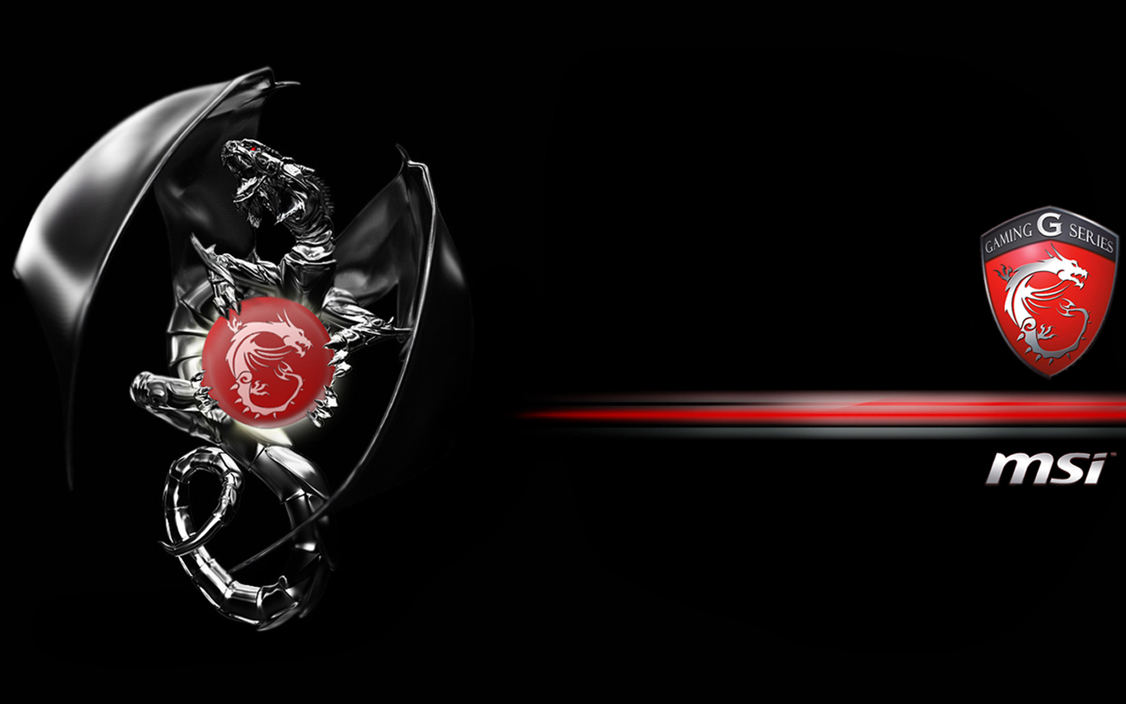 MSI, Drago cromato, Gaming Series, Sfondo nero, Full HD, wallpaper per portatile