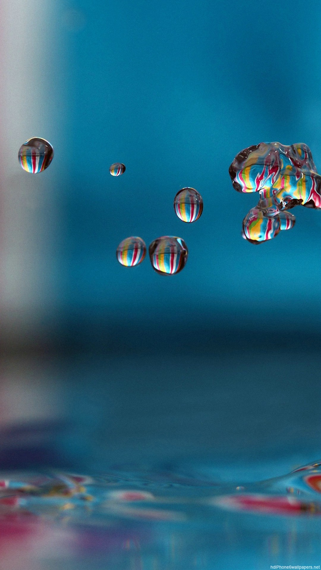 Gocce d'acqua, Macro, Blu, Bokeh, sfondo iPhone Full HD