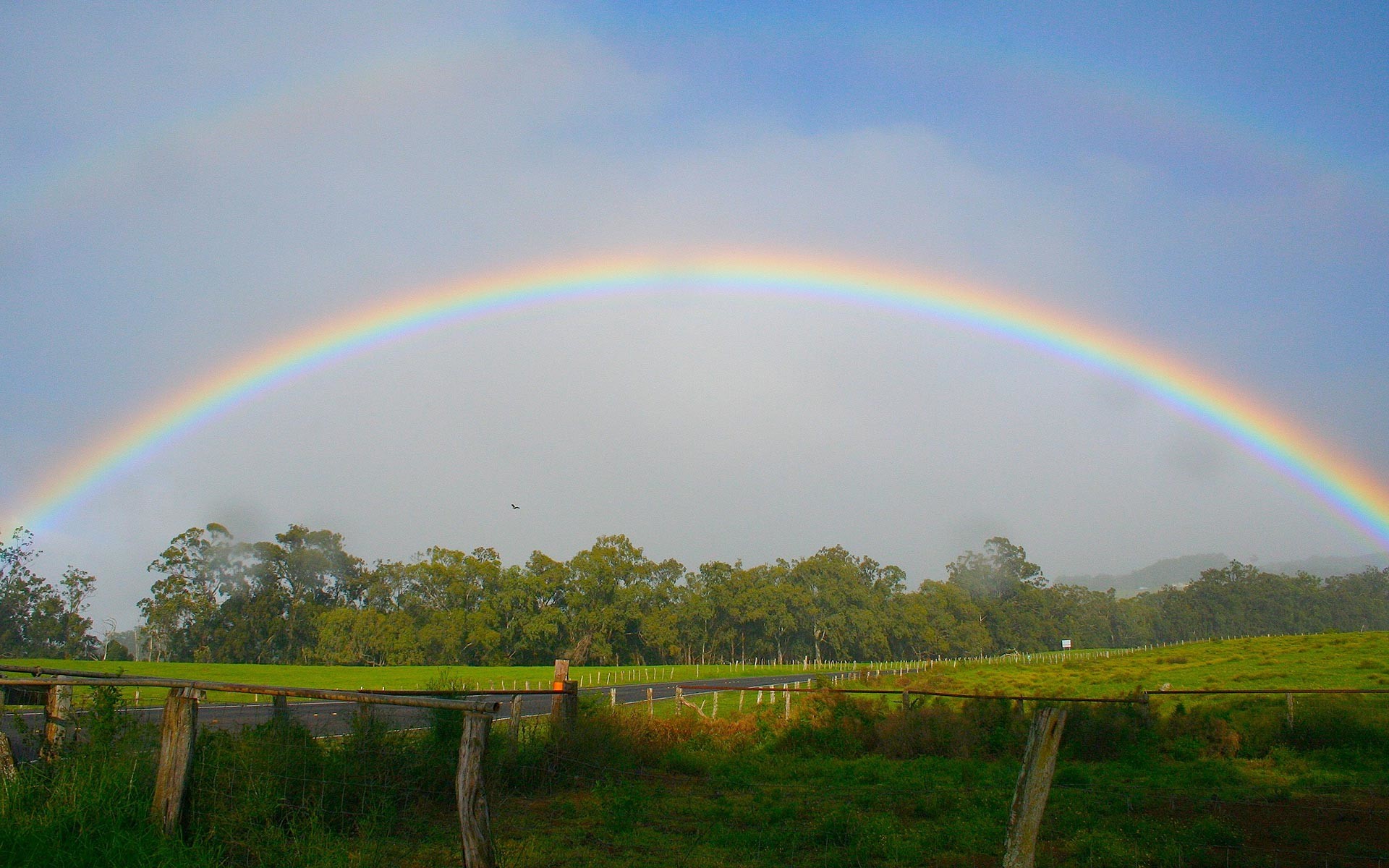 Arcobaleno, Prato, Recinto, Campagna, 1920x1200, sfondo per PC