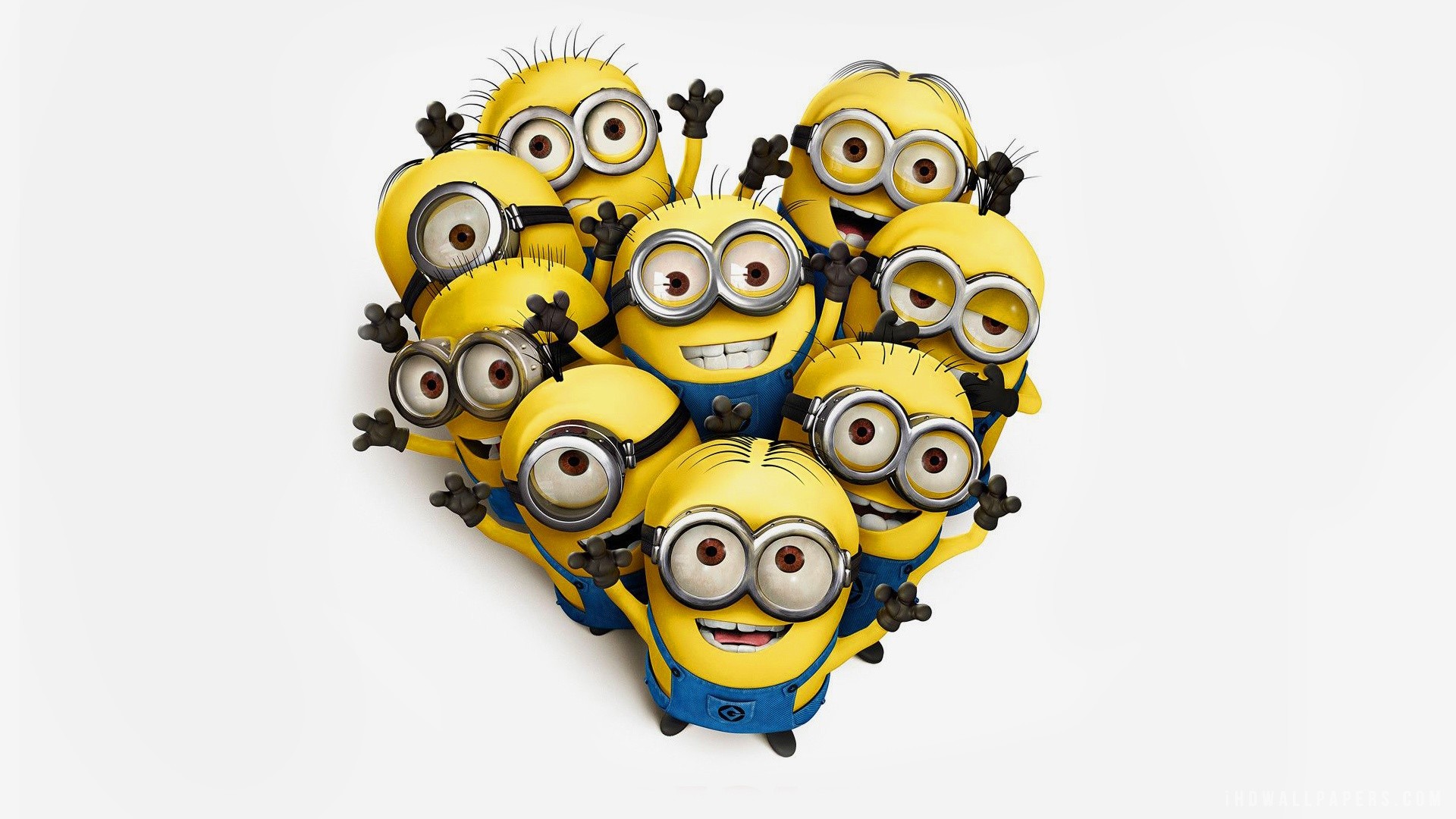 Minions, Cuore, Sfondo bianco, Full HD, wallpaper per computer