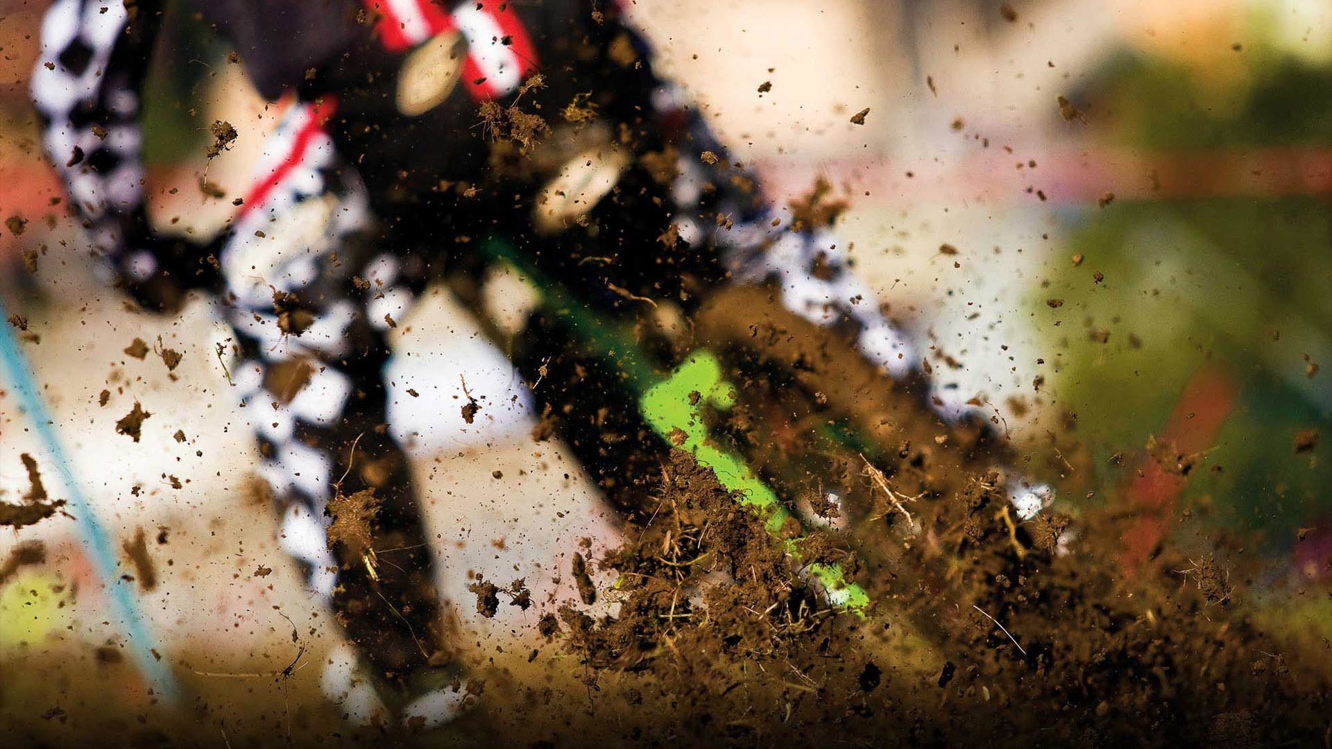 Motocross, Schizzi di fango, Sfocatura, Bandiera a scacchi, 1920x1080, sfondo per PC