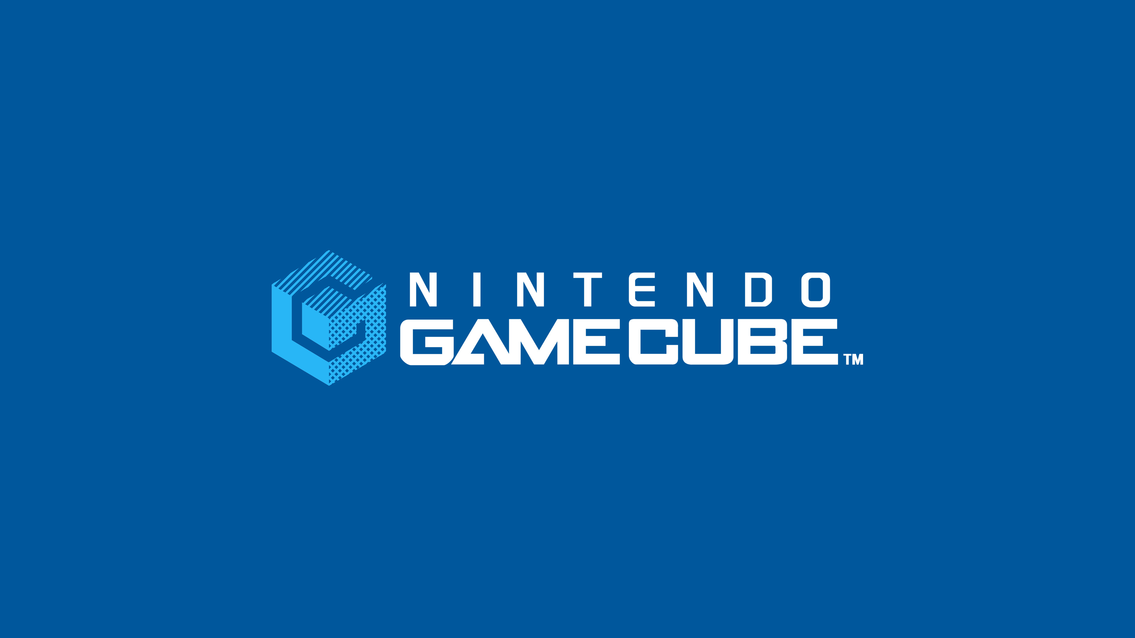 Nintendo GameCube, Logo, Sfondo blu, 3840x2160, wallpaper desktop