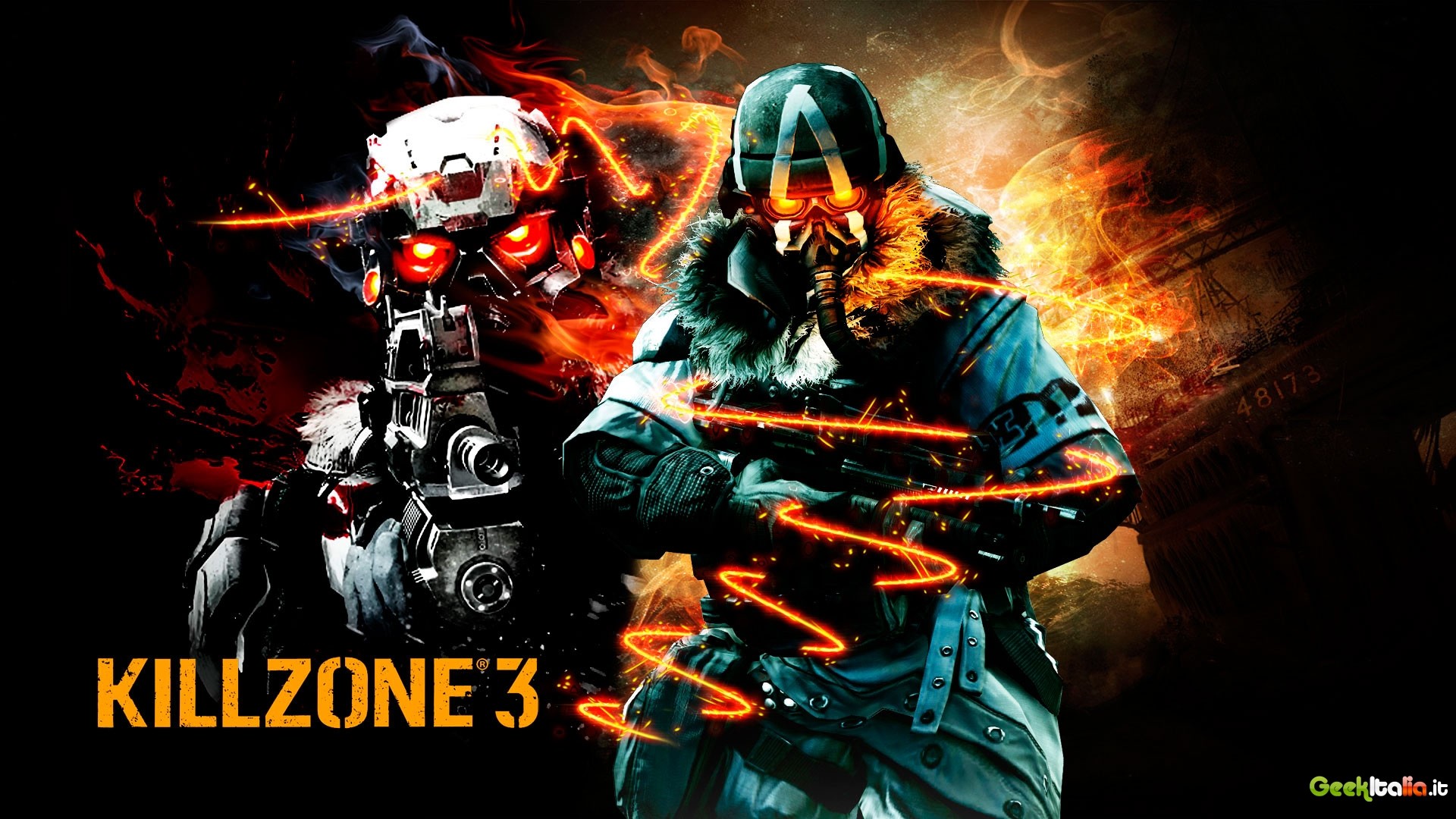 Killzone 3, Helghast, Fiamme, 16:9 Full HD, sfondo widescreen