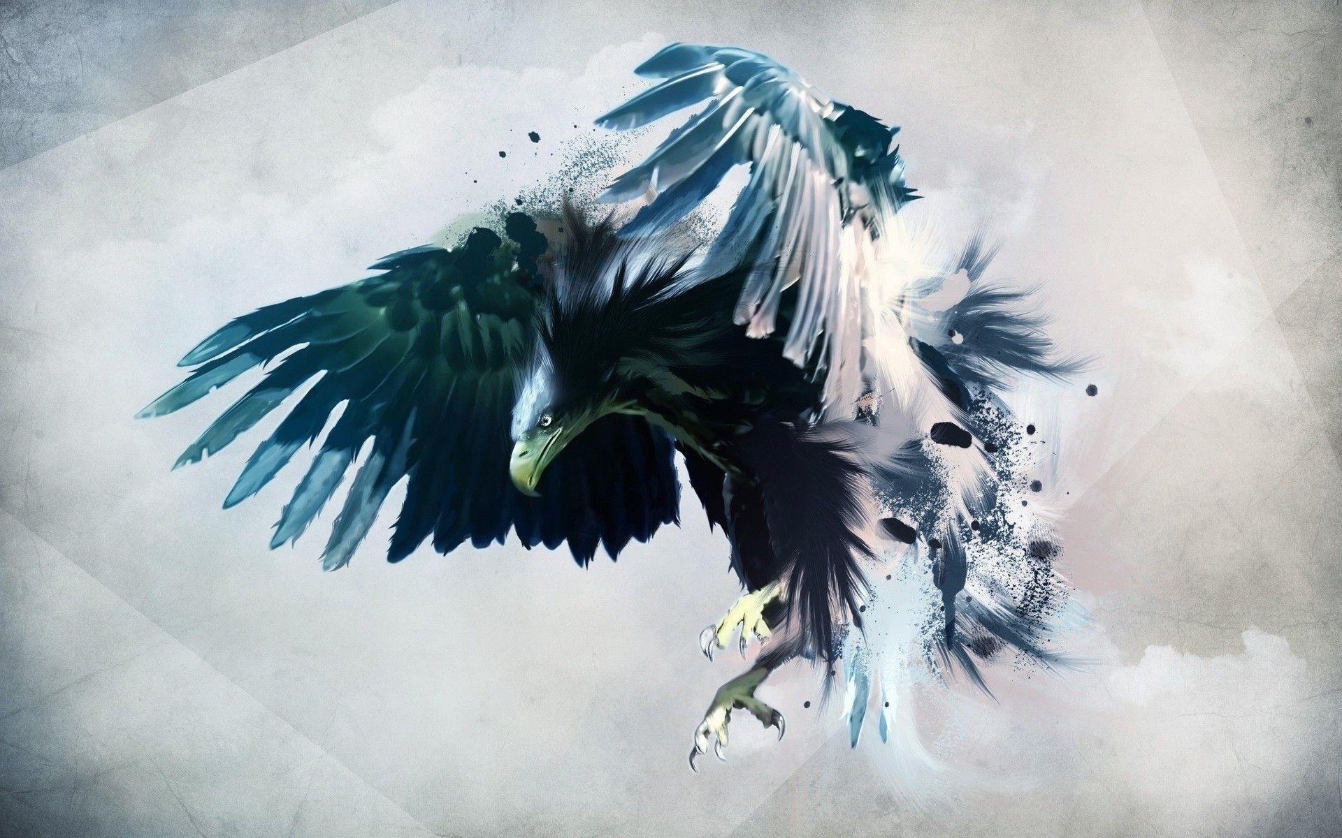 Aquila, Arte digitale, Ali spiegate, Full HD, wallpaper per computer