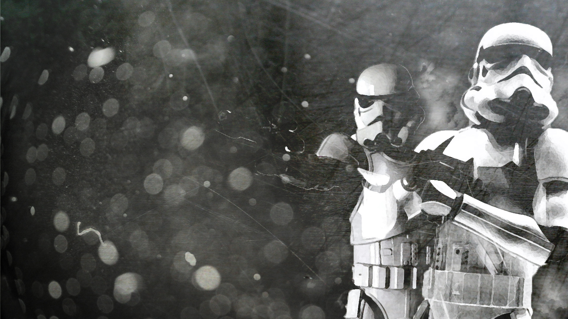 Stormtrooper, Star Wars, Bianco e nero, Bokeh, Full HD, sfondo per portatile
