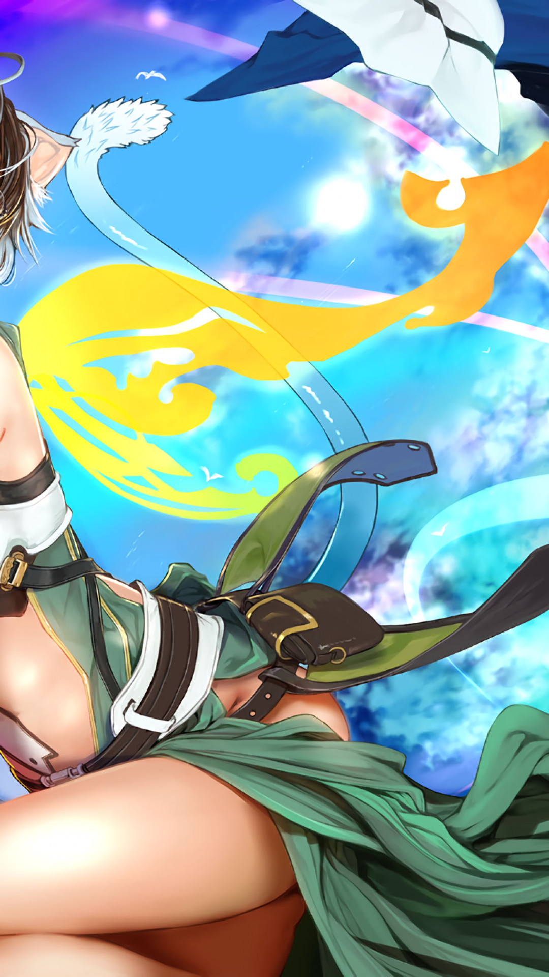 Sinon (ALO), Sword Art Online, Colori acquerello, sfondo per iPhone e Android