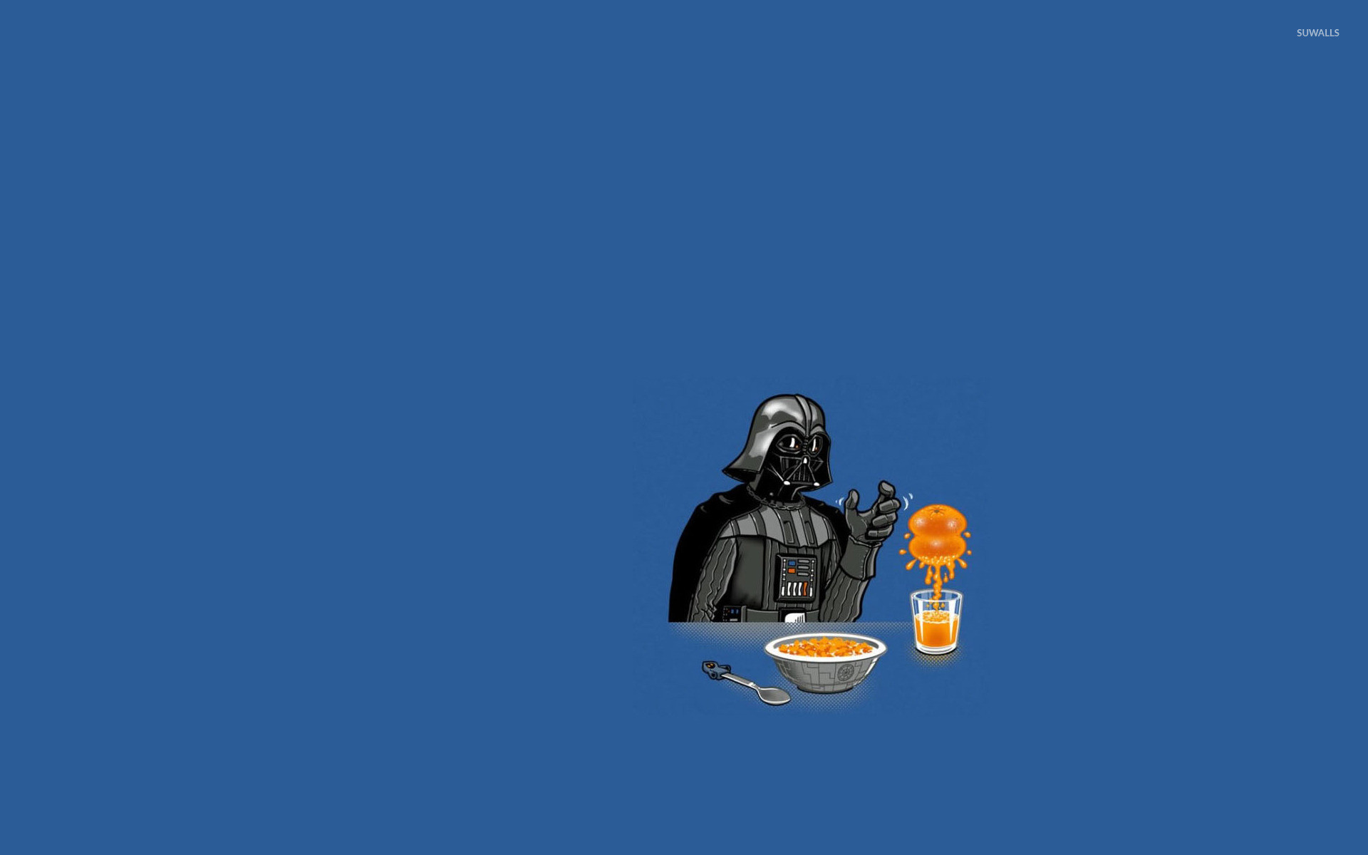 Darth Vader, Colazione, Minimalismo, Sfondo blu, 16:10 Full HD, wallpaper widescreen