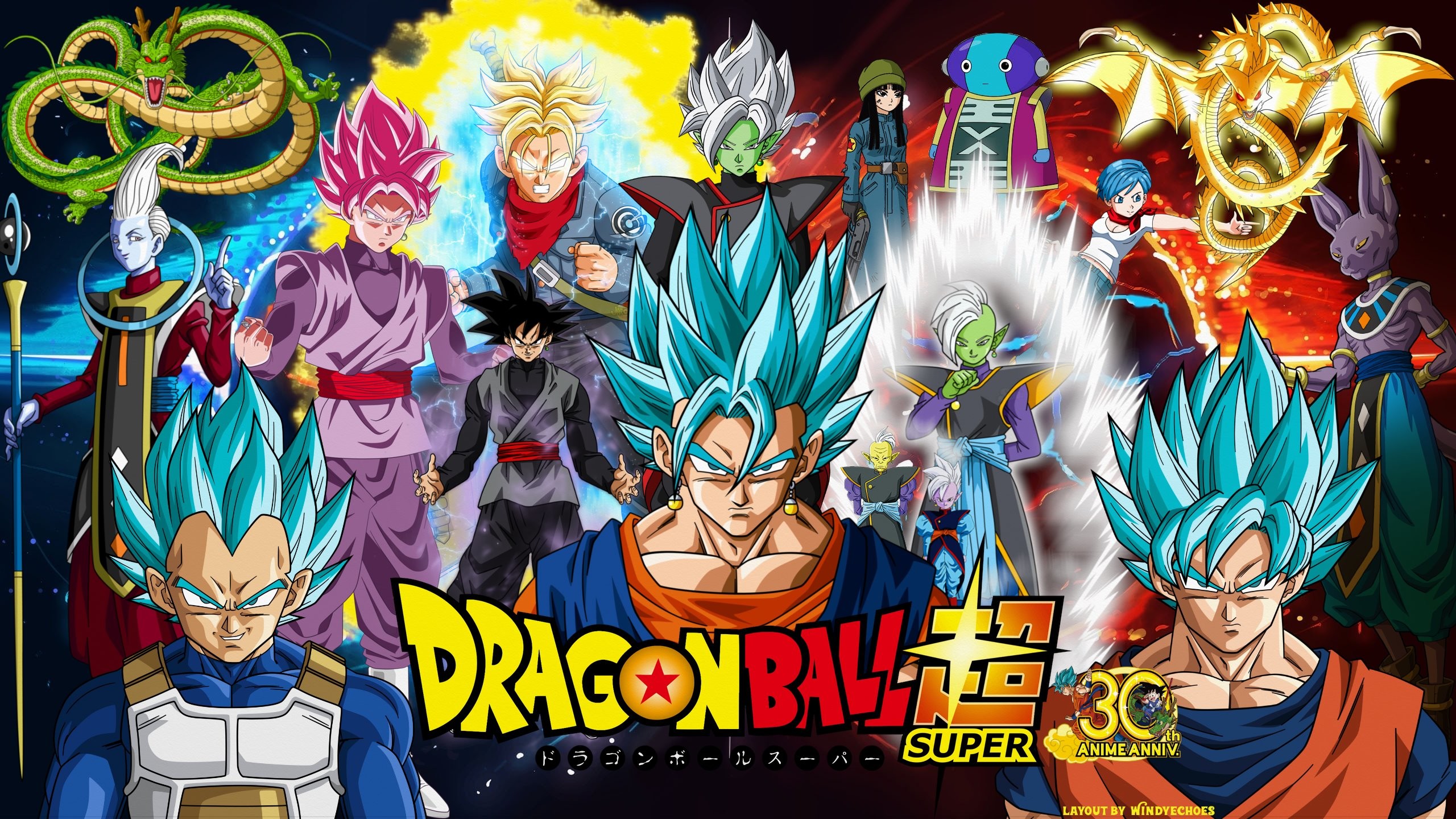 Son Goku, Vegeta, Trunks del futuro, Goku Black, Zamasu, Dragon Ball Super, sfondo widescreen 2K