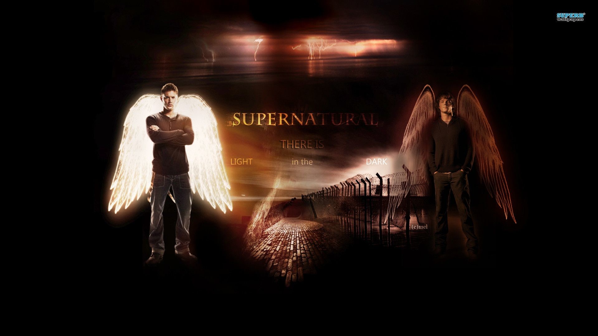 Supernatural, Dean Winchester, Ali d'angelo, Luce, Full HD, sfondo Windows 11