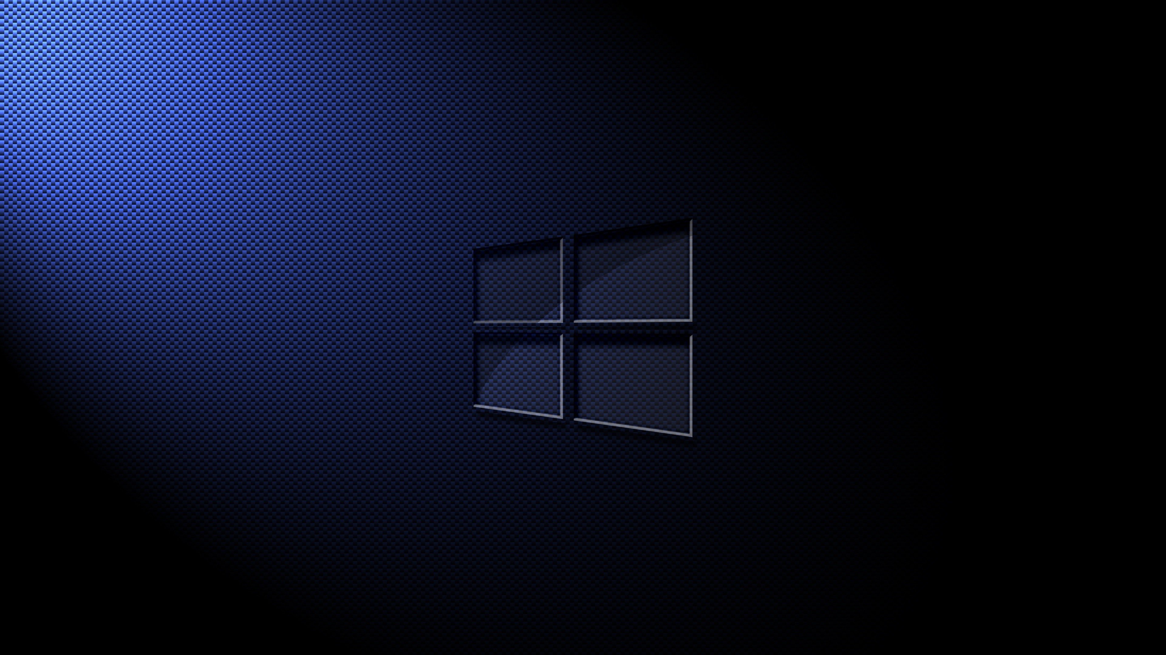 Logo Windows, Fibra di carbonio, Blu, Scuro, 4K, sfondo per PC
