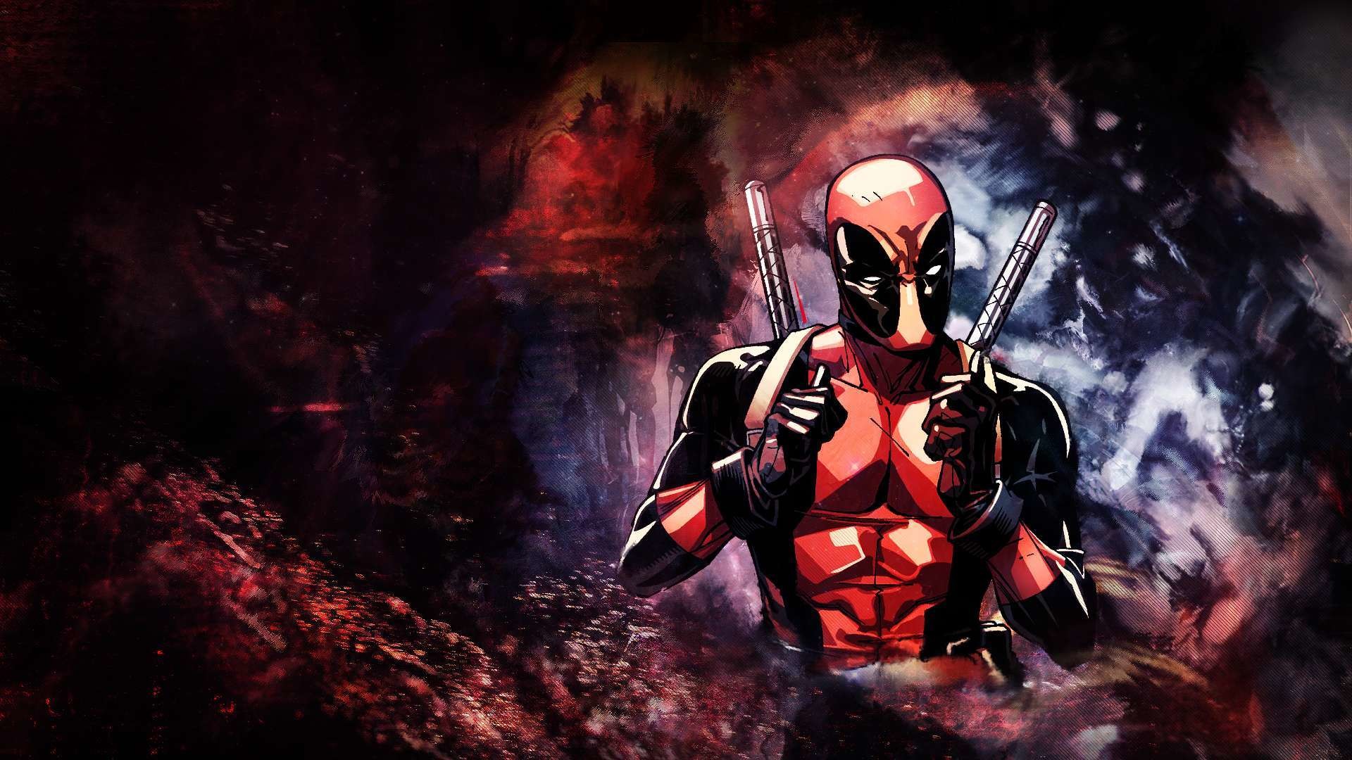 Deadpool, Katane, Arte digitale, Marvel, 1920x1080, immagine di sfondo