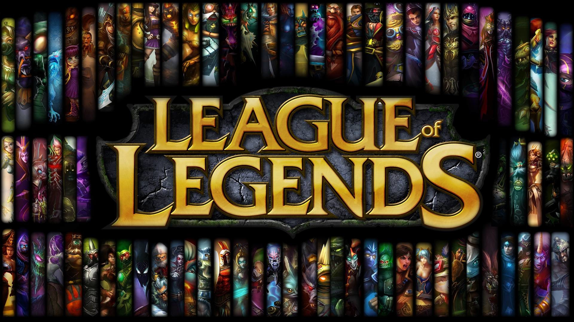 League of Legends, Logo, Campioni, Collage, Full HD, sfondo per PC