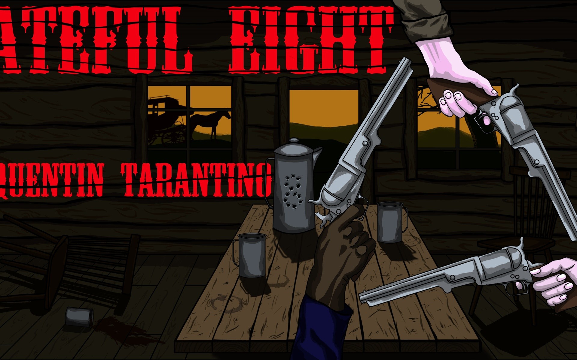 The Hateful Eight, Quentin Tarantino, Revolver, Illustrazione, 1920x1200, sfondo MacBook Pro
