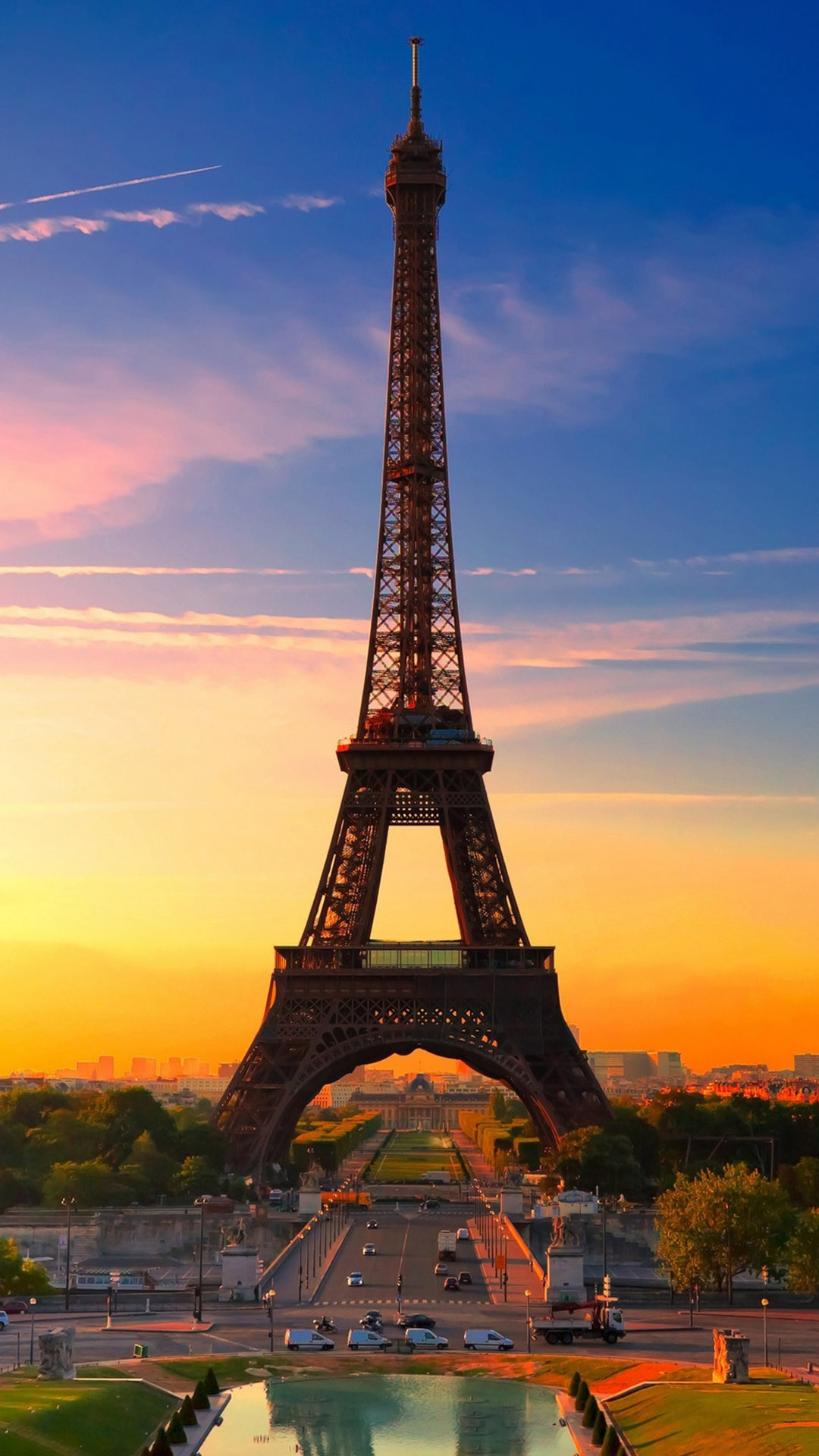 Torre Eiffel, Parigi, Francia, Tramonto, wallpaper per iPhone e Android