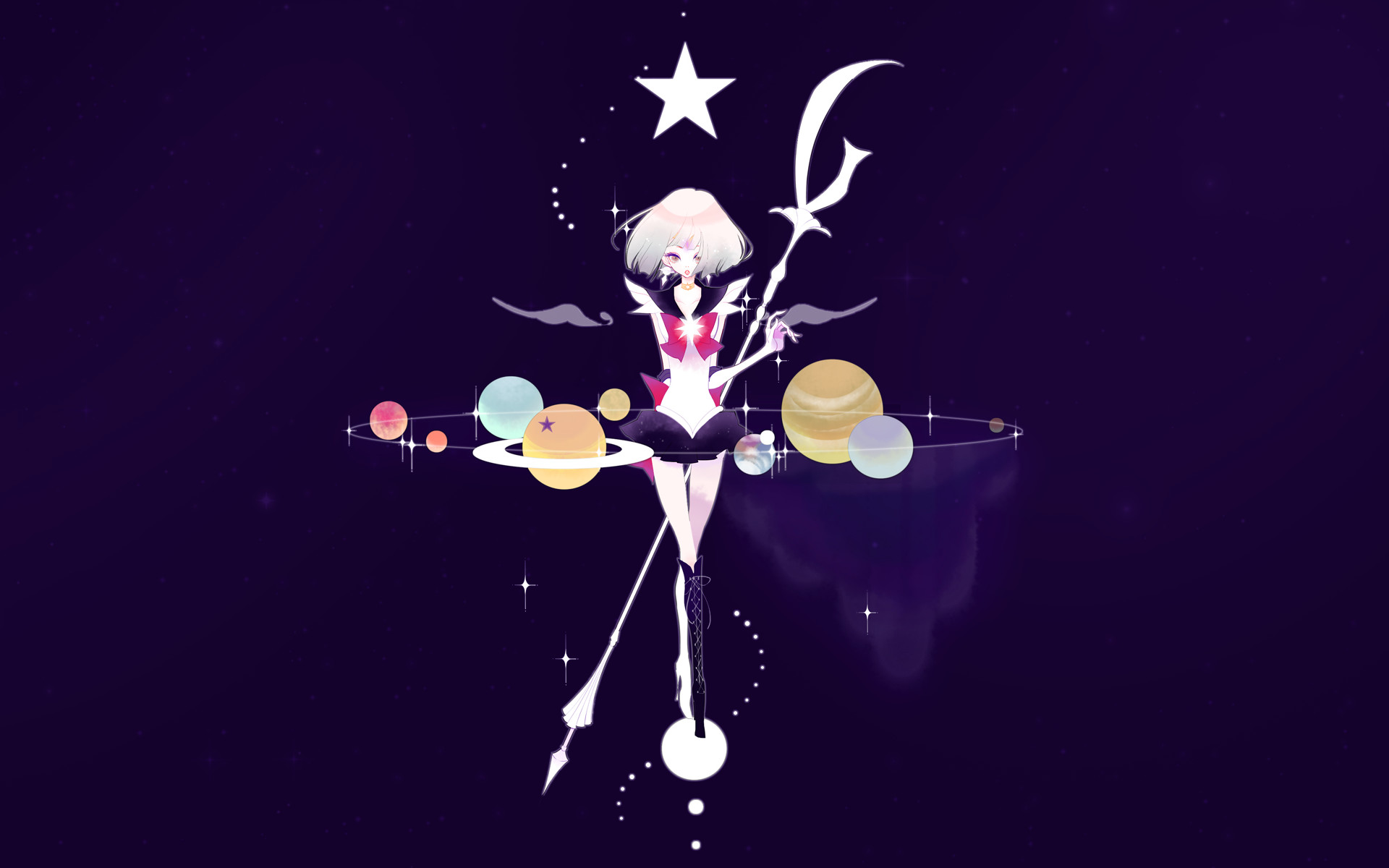 Sailor Saturn, Glaive, Pianeti, Minimalista, Viola, 1920x1200, sfondo MacBook Pro