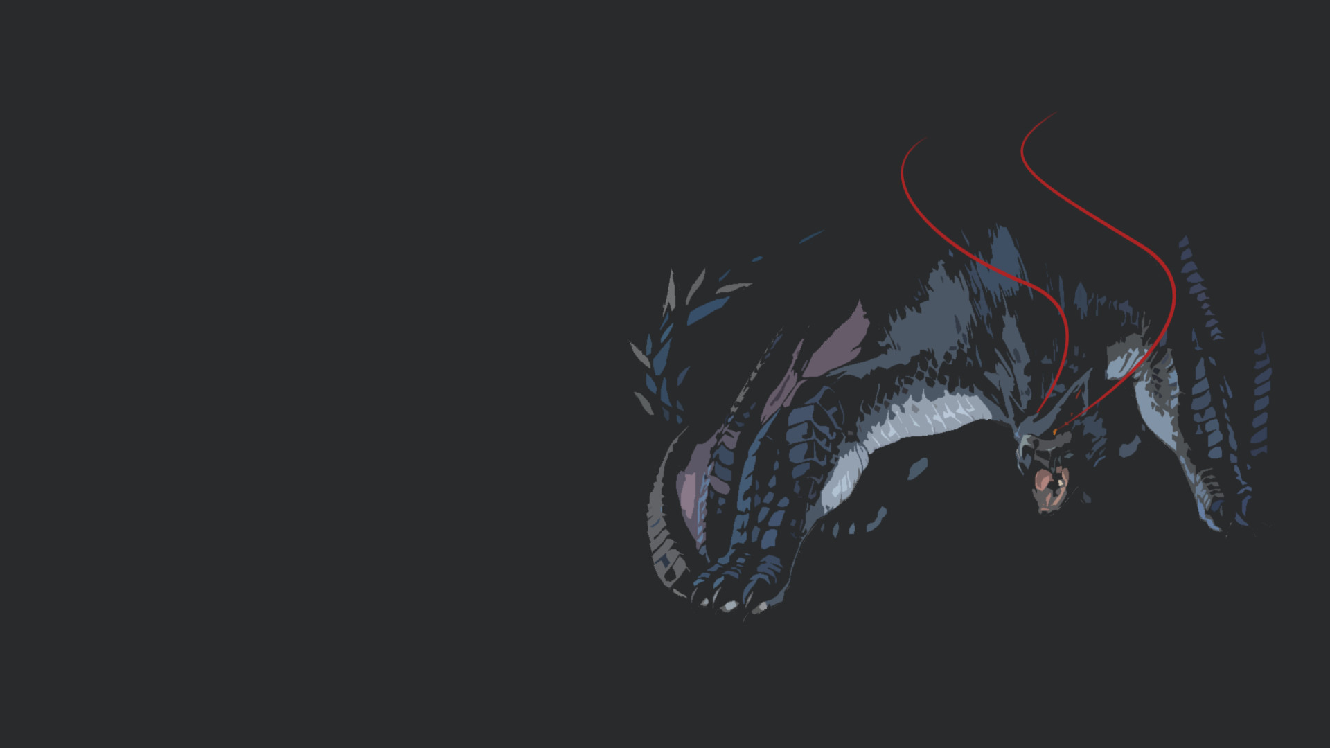 Nargacuga, Monster Hunter, Minimalista, Sfondo grigio, 1920x1080, wallpaper desktop