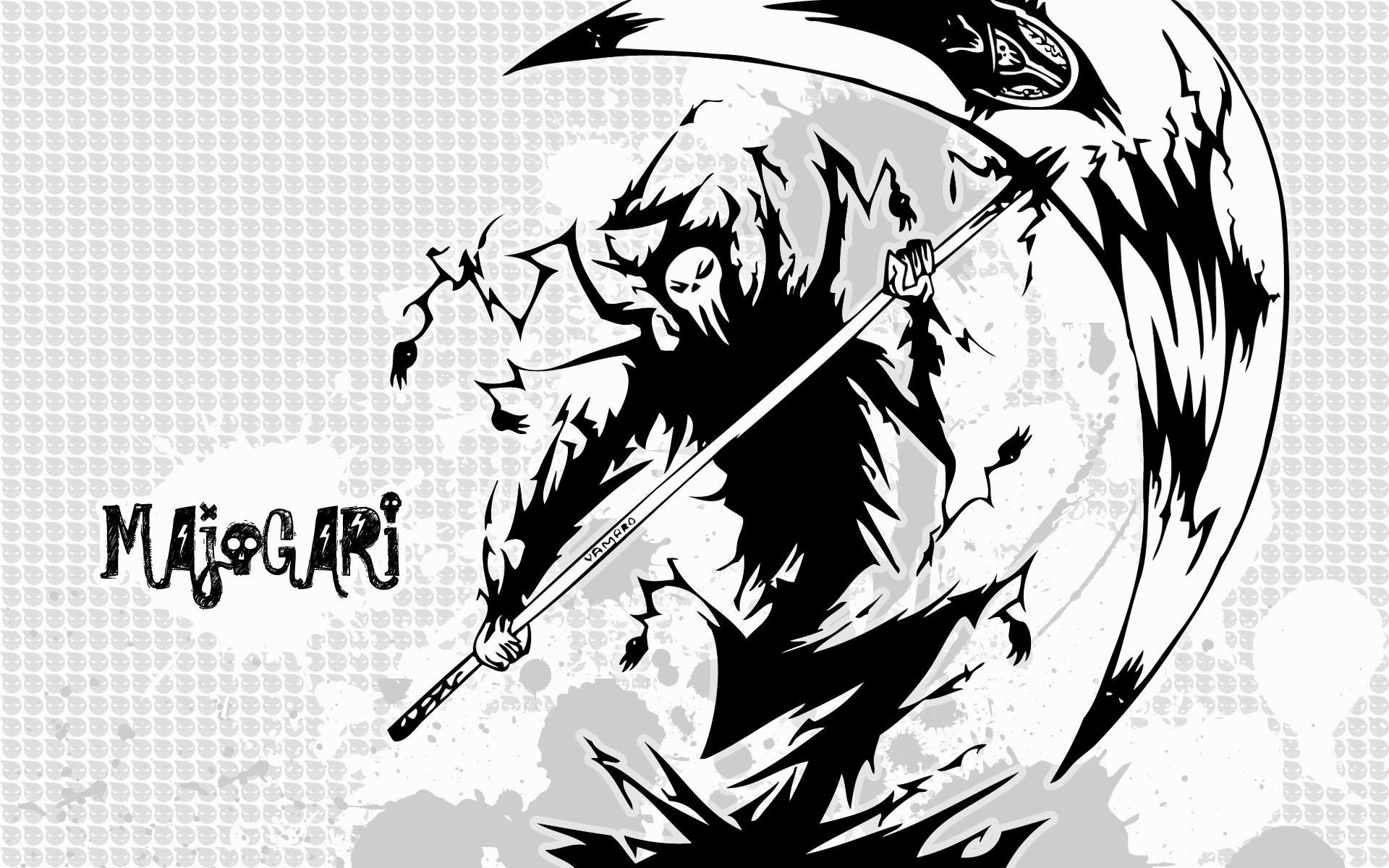 Soul Eater, Falce, Bianco e nero, Anime, Full HD, sfondo per portatile