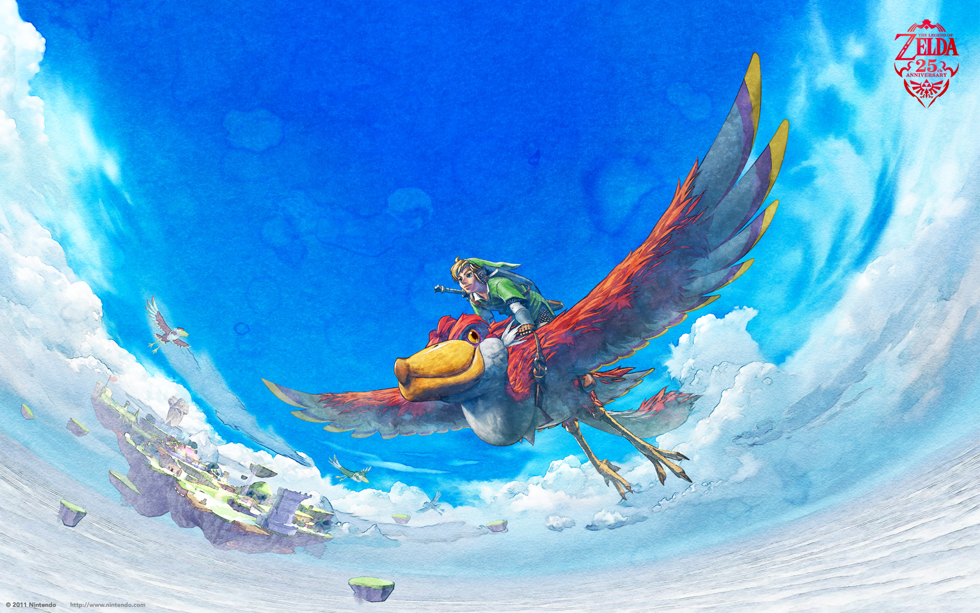Link, Solcanubi, Skyward Sword, Cielo, Nuvole, 16:10 Full HD, sfondo widescreen