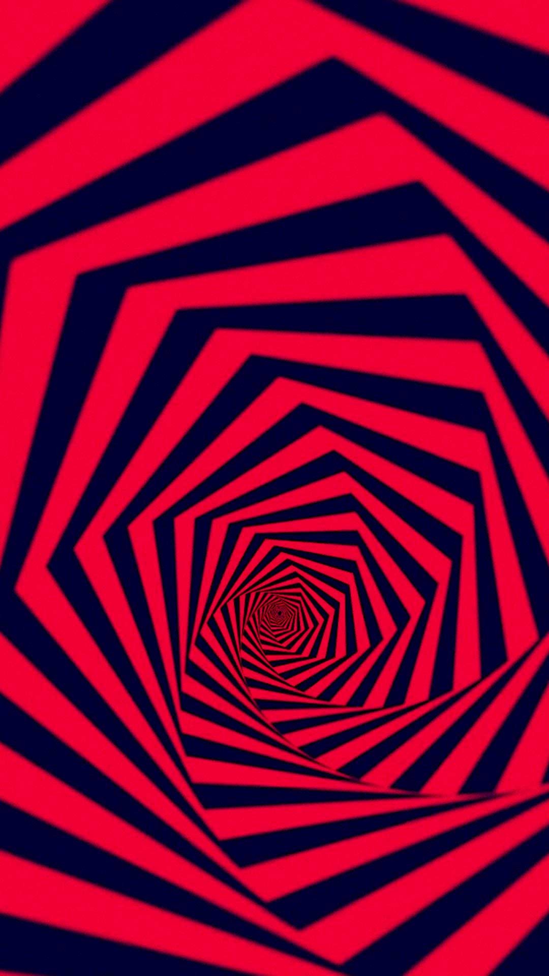 Spirale esagonale, Illusione ottica, Rosso, Blu, sfondo iPhone Full HD