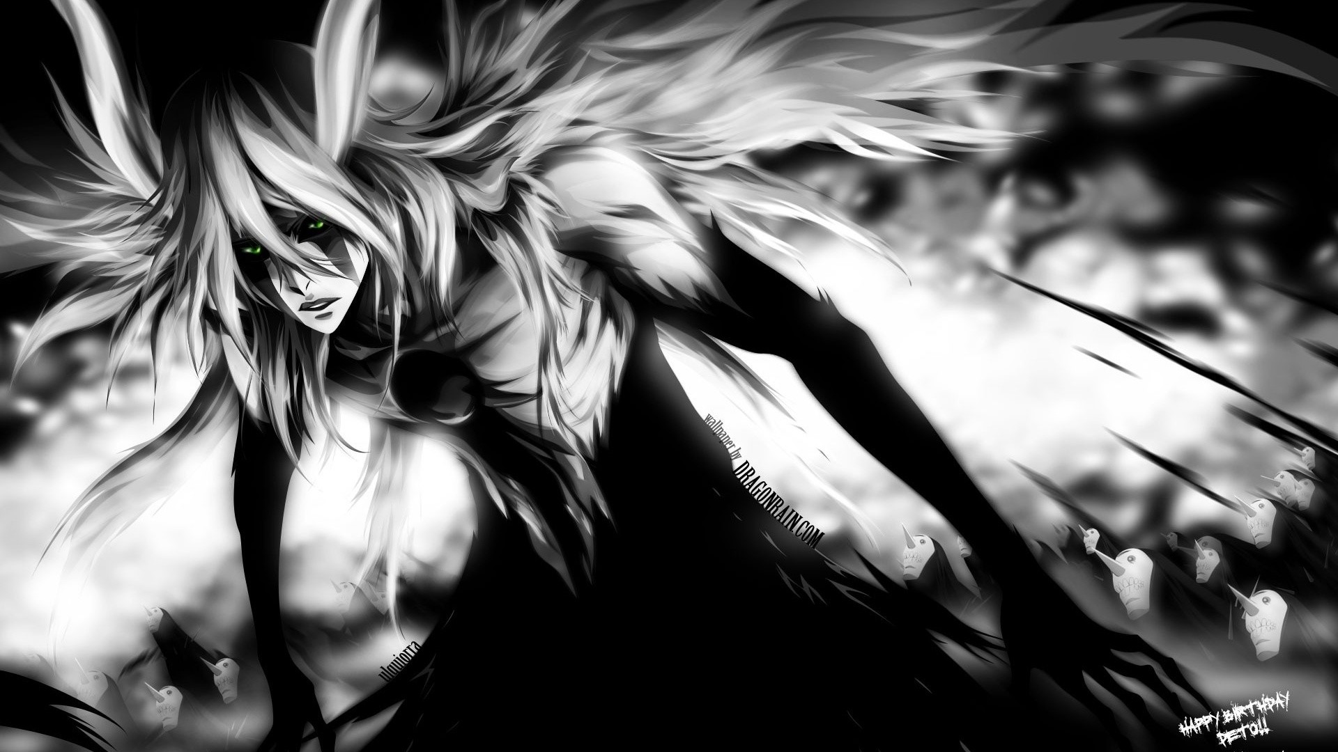 Anime, Bianco e nero, Ragazza, Arte digitale, 1920x1080, sfondo per PC