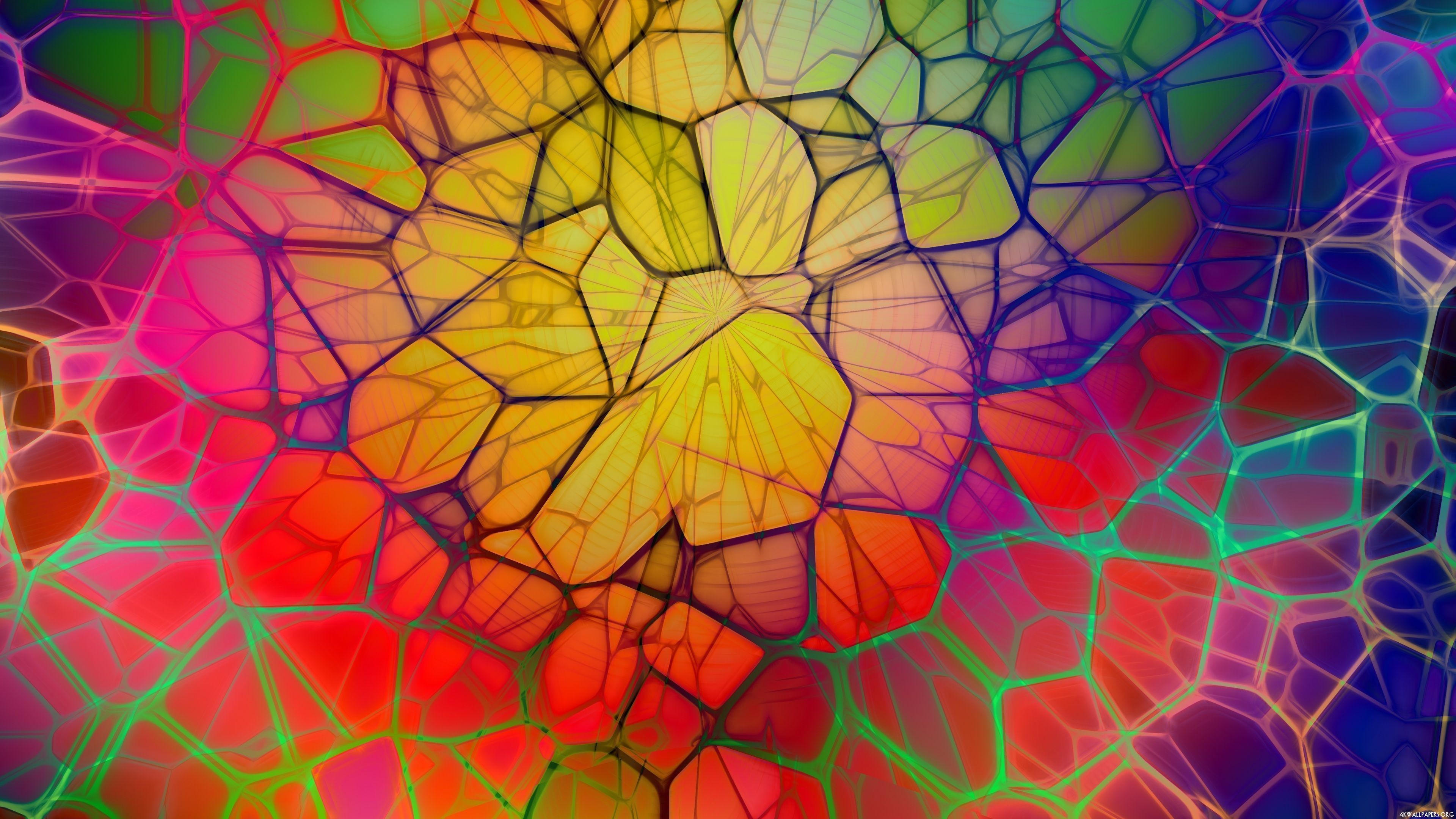 Voronoi, Celle, Colori vivaci, 3840x2160, sfondo per PC