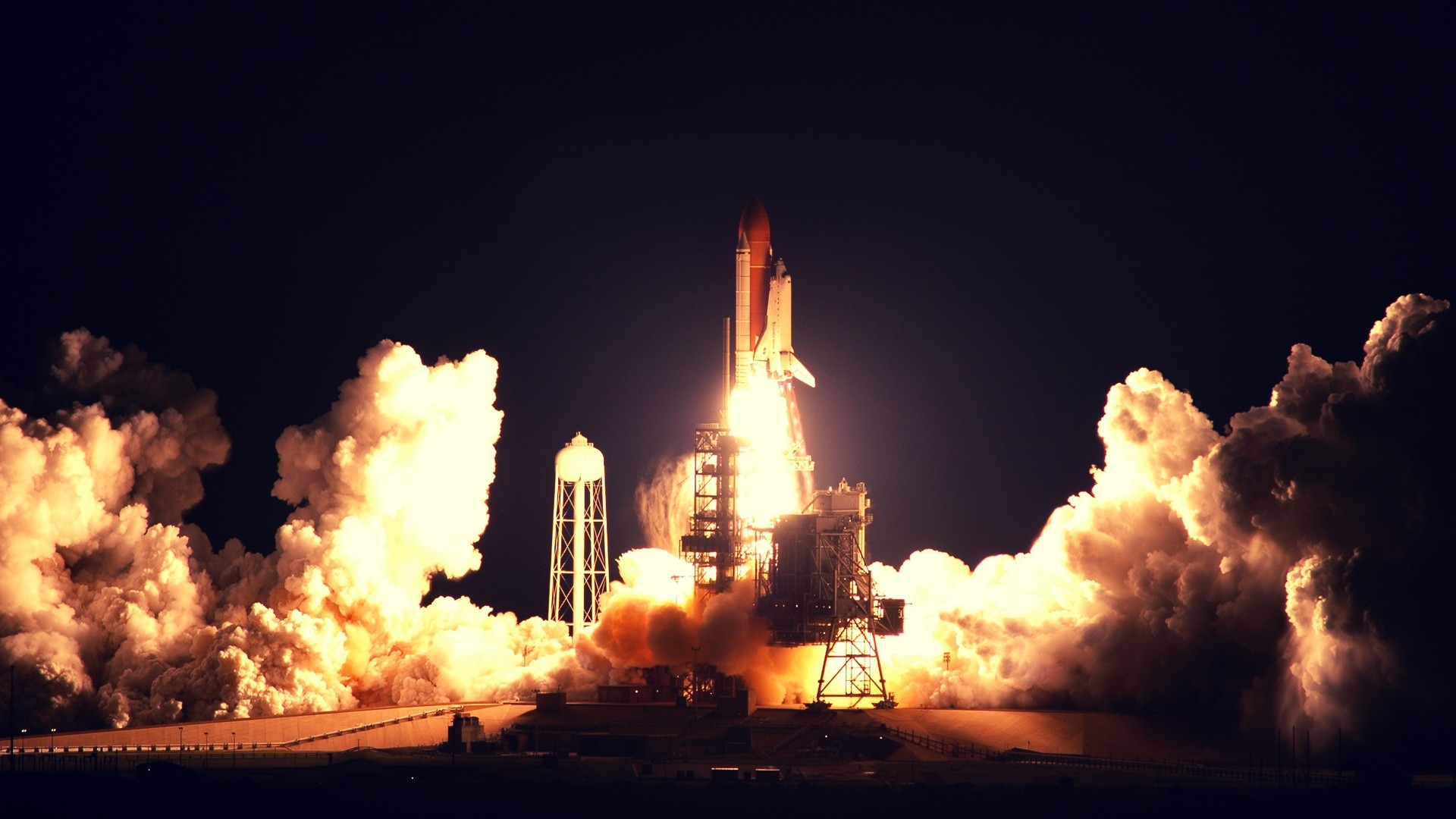 Space Shuttle, Lancio, Notte, Fumo, Full HD 1080p, sfondo desktop