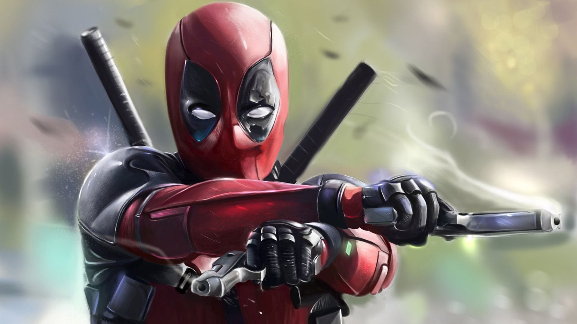 Deadpool, Pistole, Arte digitale, Katane, Full HD, sfondo per PC e portatile