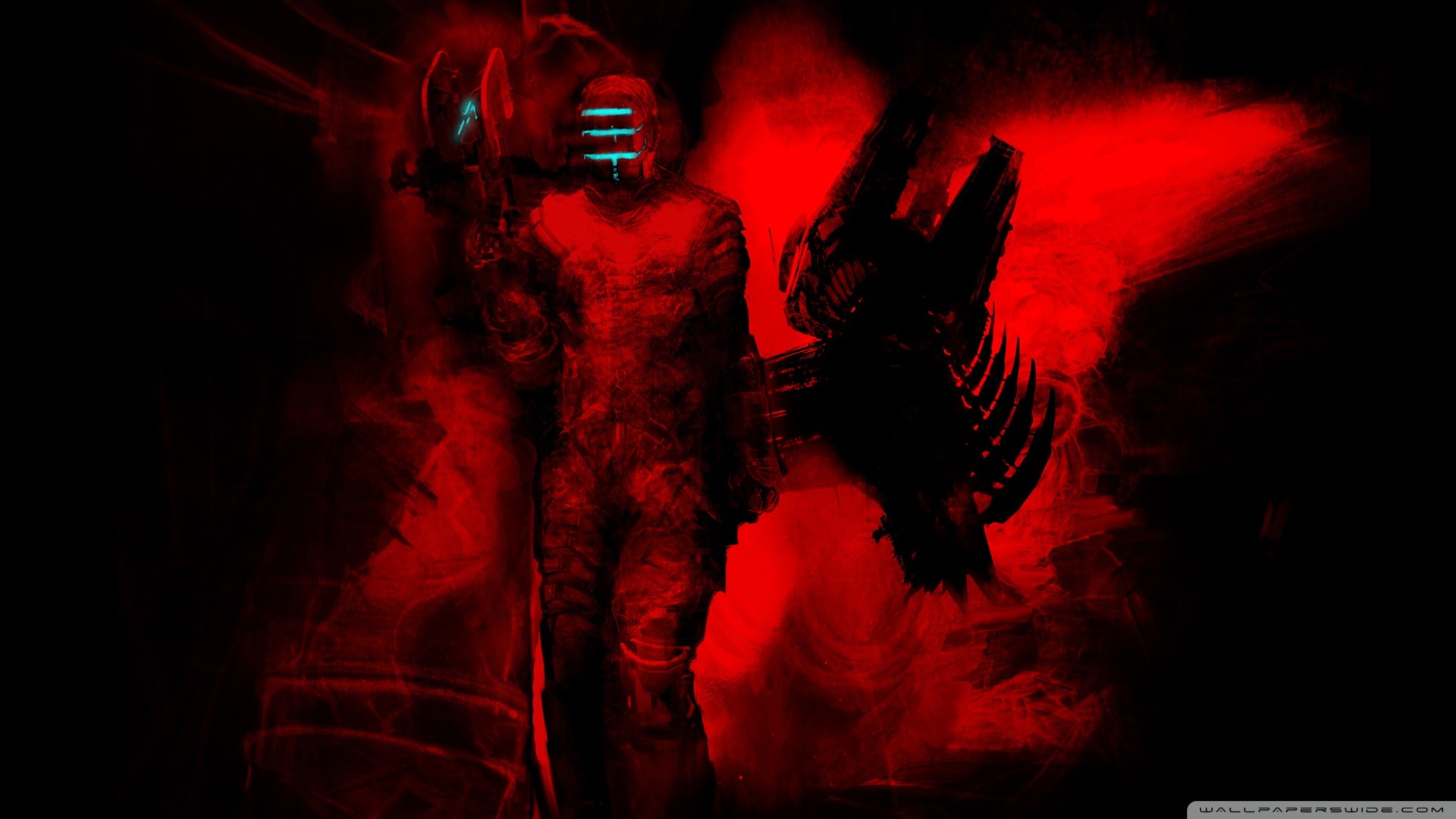 Isaac Clarke, Dead Space, Necromorfo, Rosso, Silhouette, Full HD, sfondo per PC e portatile