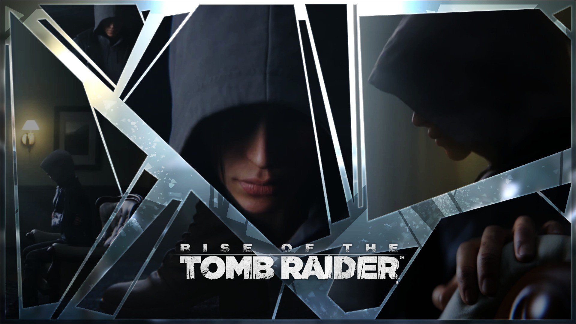 Rise of the Tomb Raider, Lara Croft, Vetro rotto, Cappuccio, Full HD, sfondo per PC