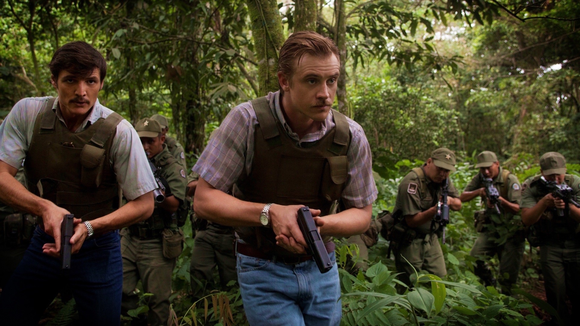 Javier Peña, Pedro Pascal, Steve Murphy, Boyd Holbrook, Narcos, Giungla, sfondo desktop 1920x1080