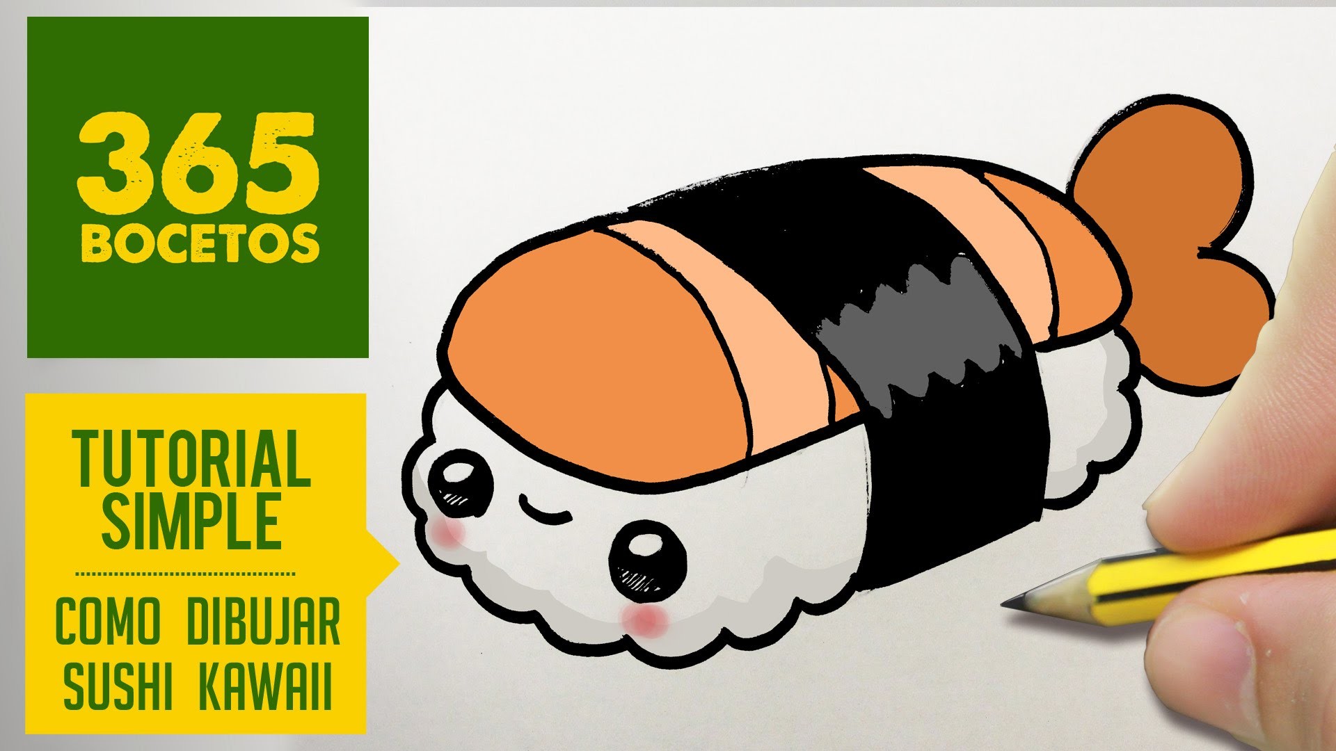Sushi kawaii, Gambero, Disegno, Tutorial, Full HD, sfondo per PC e portatile